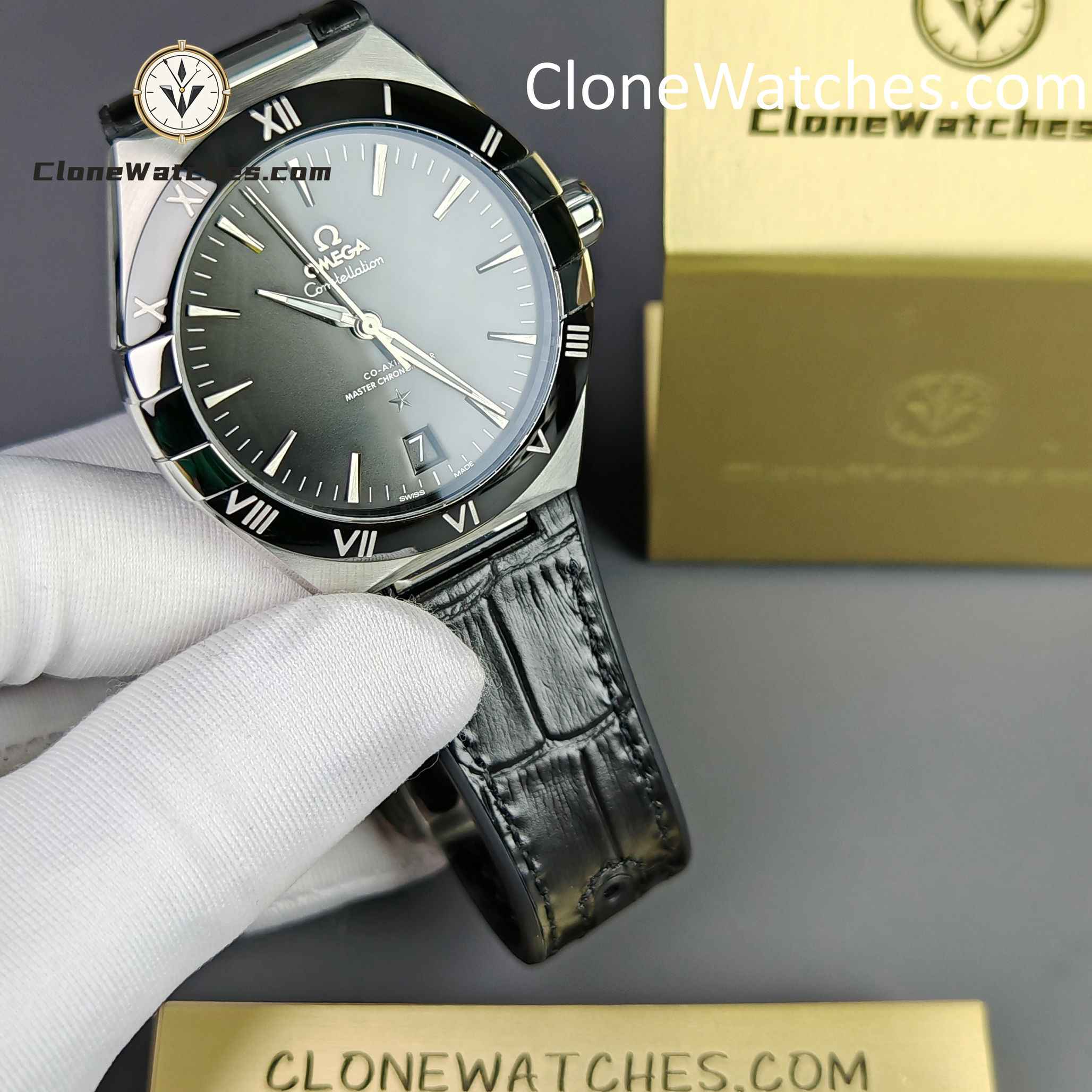OMEGA Super Clone Watches 1:1 Constellation steel on leather strap 131.33.41.21.01.001 41mm