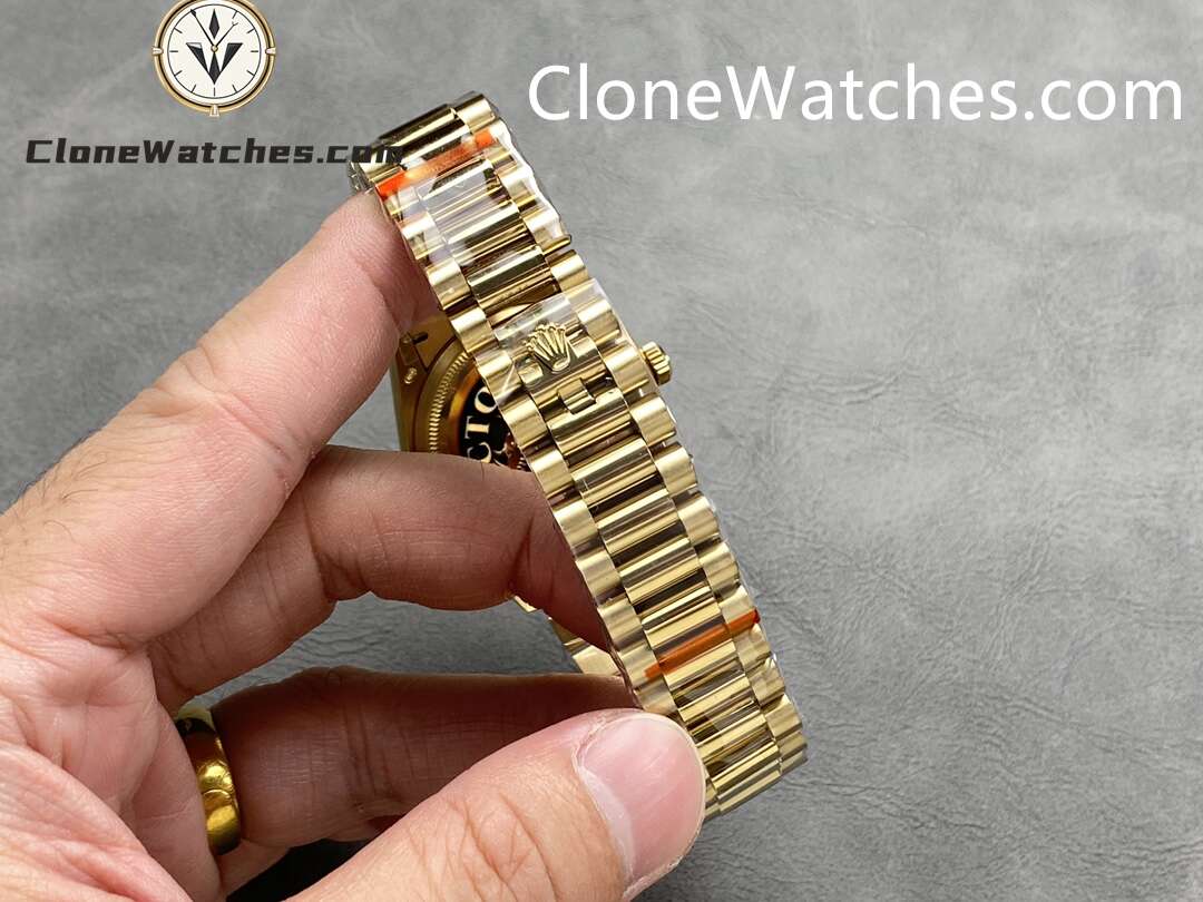 Rolex Super Clone Watches 1:1 Day Date 18K Gold Champagne Dial 36mm m128238-0132 3255 Movement