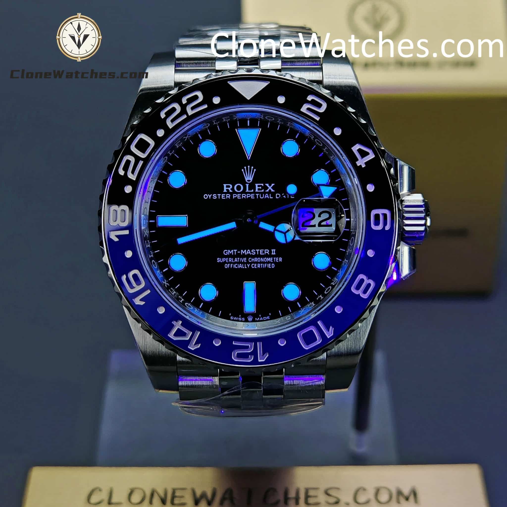 Rolex Super Clone Watches 1:1 BATMAN GMT Master II M126710blnr Jubilee 3285 Movement