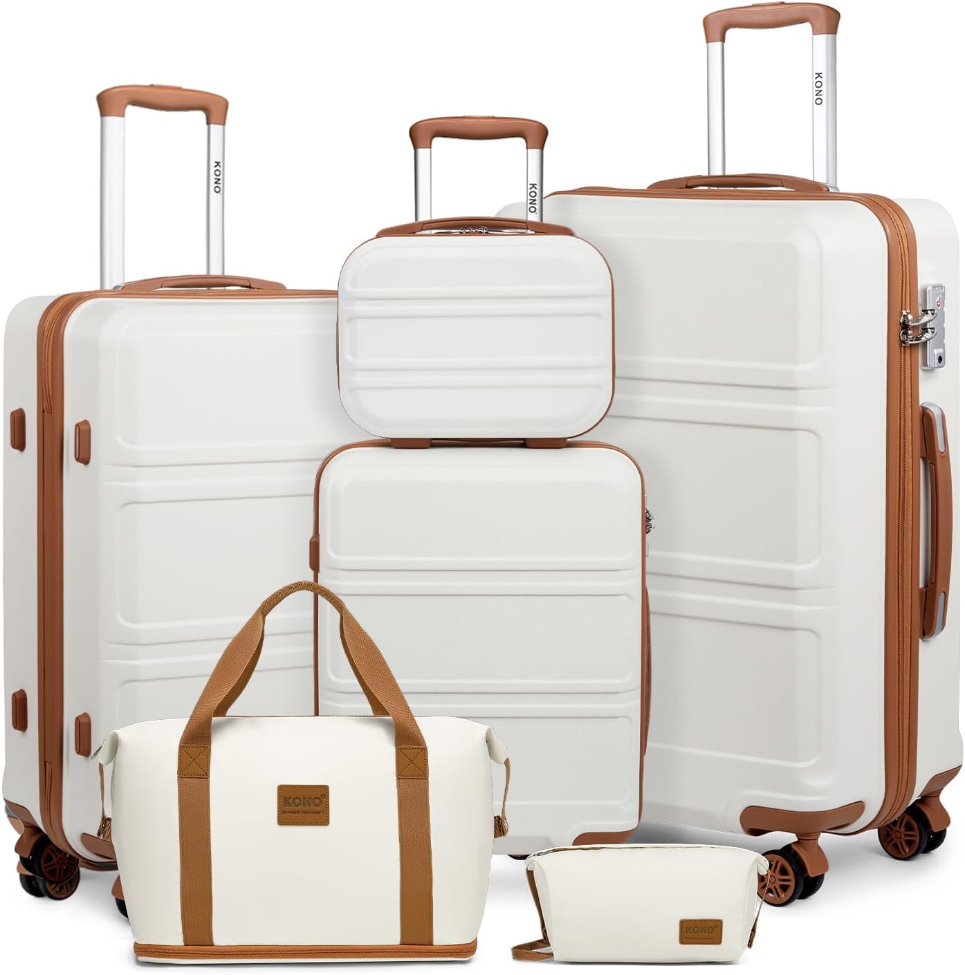 Set 6 valises rigides 55 65 74 cm vanity sac pliable trousse maquillage