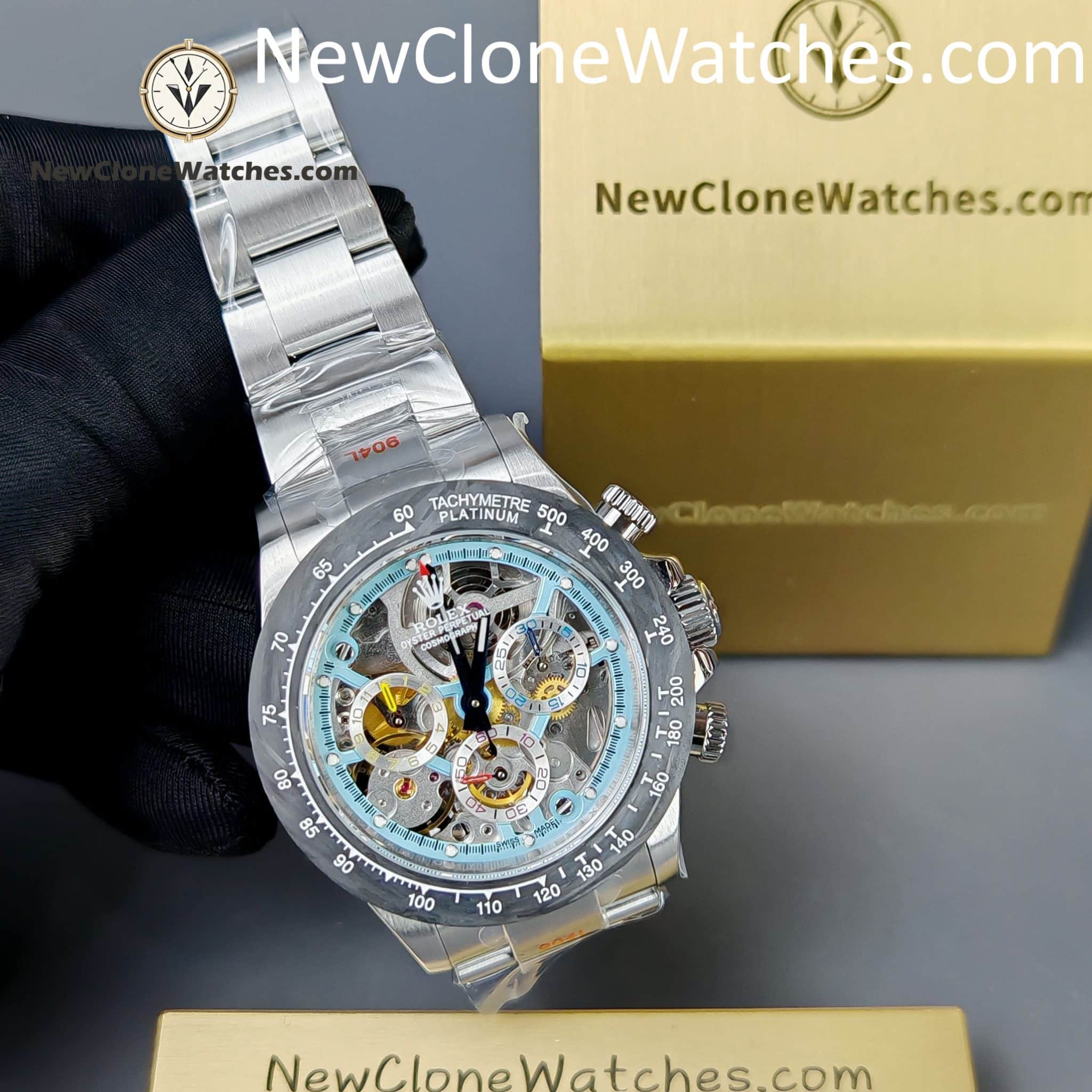 Modified Super Clone Watches 1:1 Sonic Rolex Daytona Skeleton Dial 4130 Movement