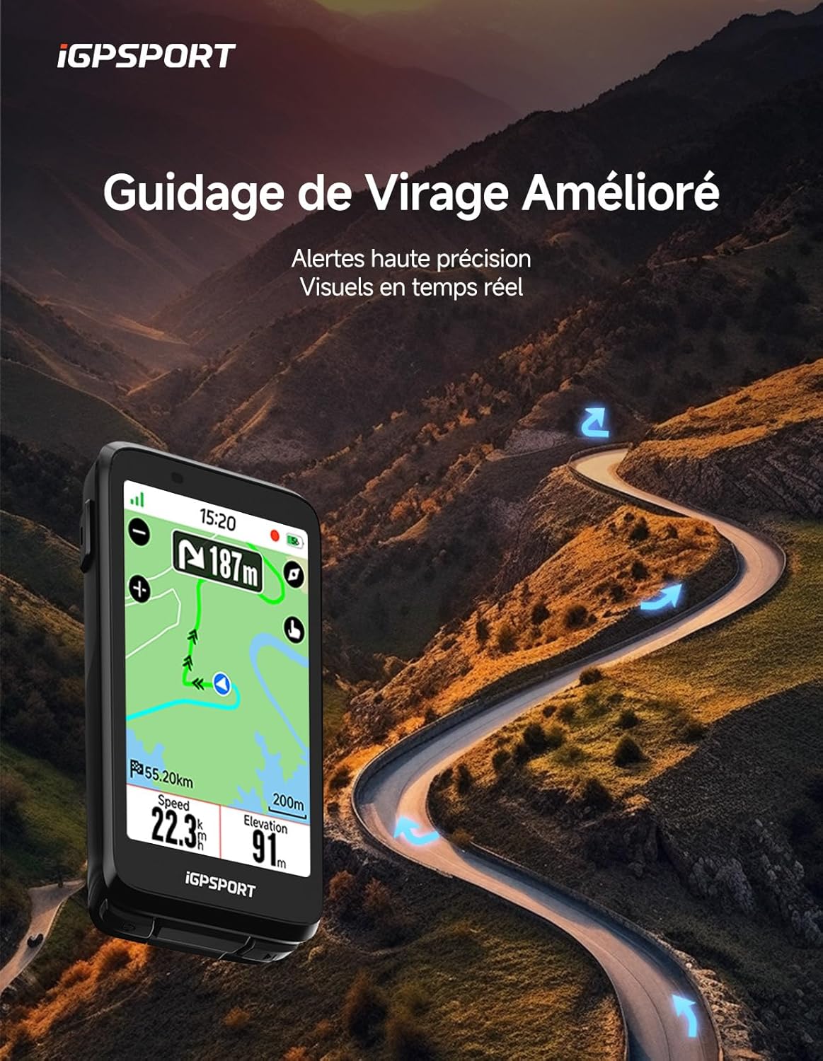 Compteur vélo sans fil écran 3,5 pouces VO2 analyse entraînement 35 h