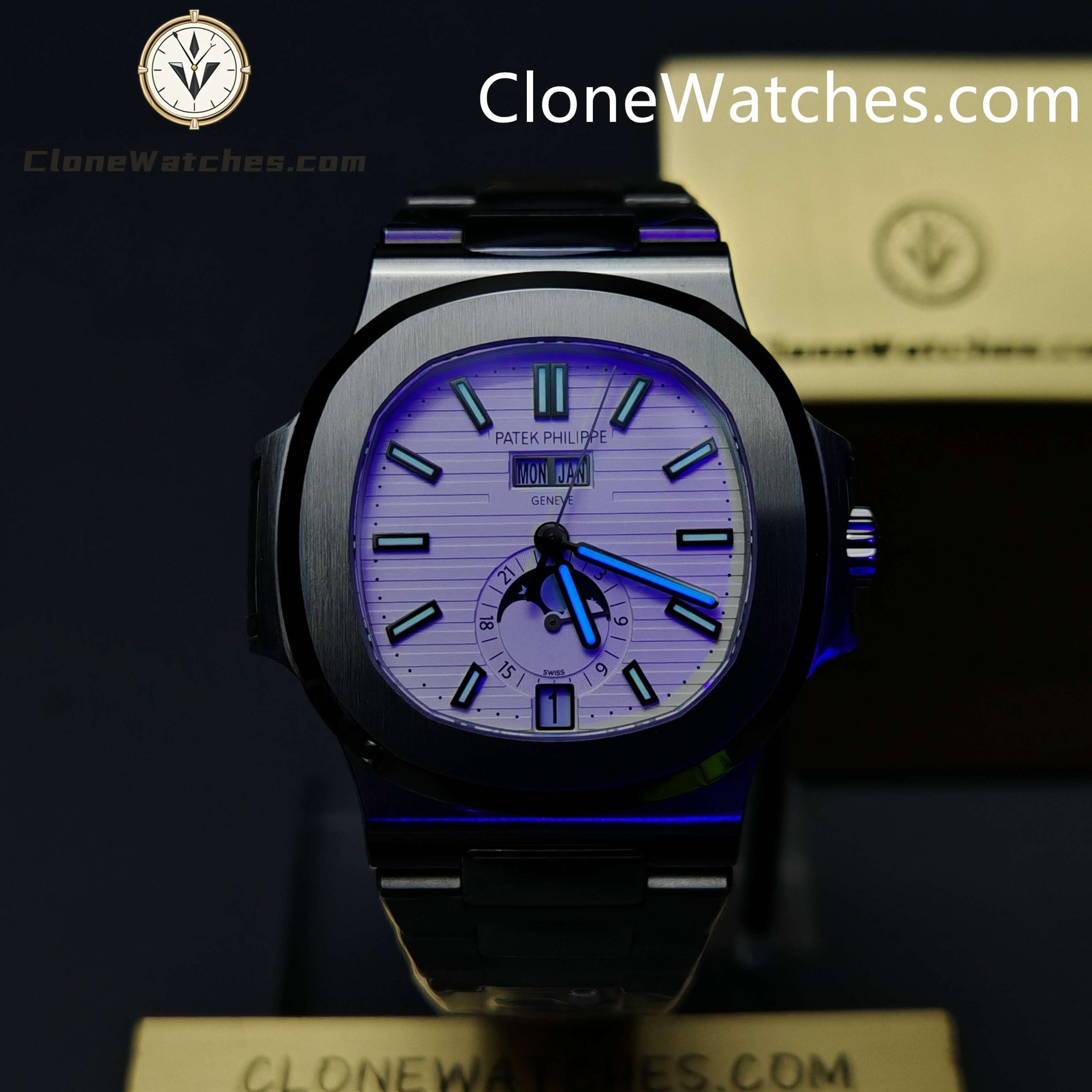 Patek Philippe Super Clone Watches 1:1 Nautilus 5726 Annual Calendar White Dial