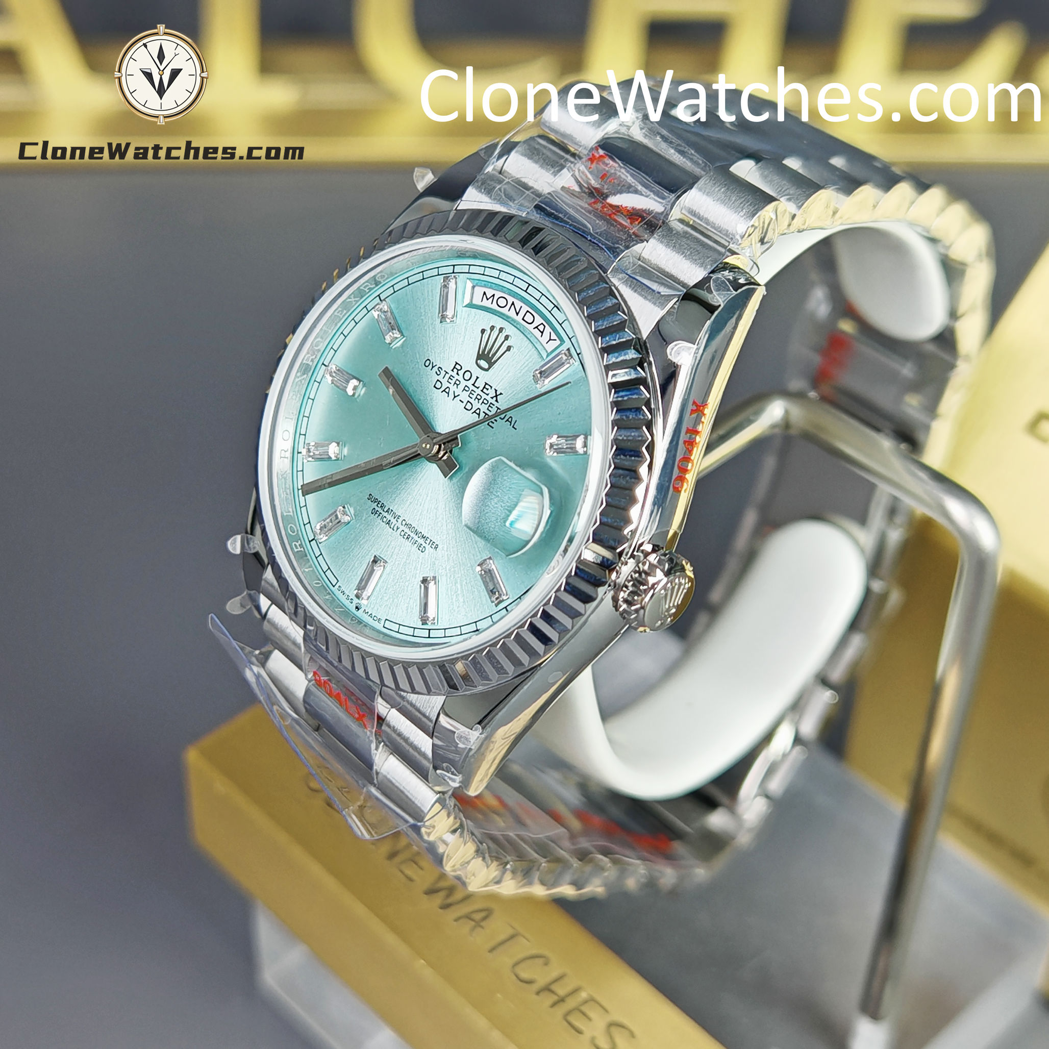 Rolex Super Clone Watches 1:1 Day Date Ice Blue Dial 36mm m128236-0009 3255 Movement