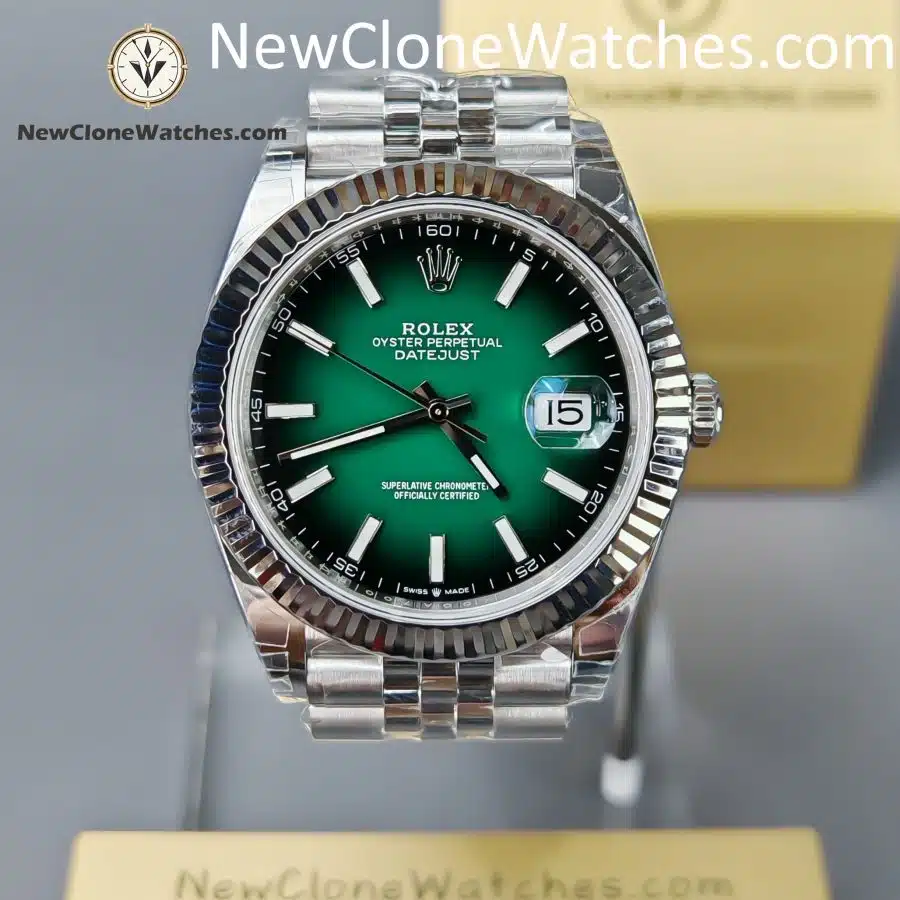 Rolex Super Clone Watches 1:1 DateJust Green Dial m126334-0034 Jubilee 41MM 3235 Movement