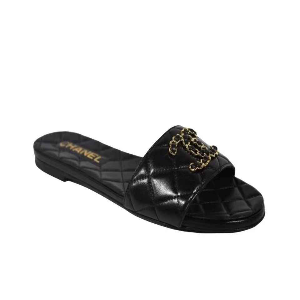Chanel Lambskin Fashion Flat Sandals Slide