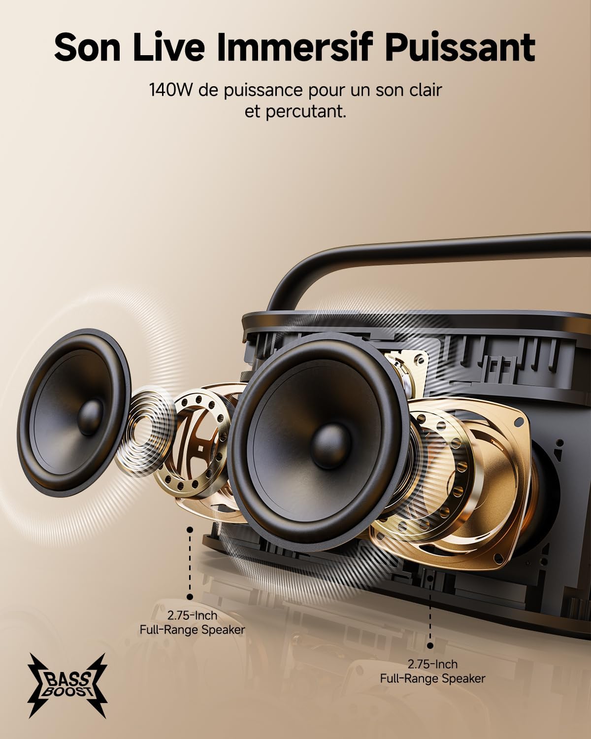 Enceinte karaoké adulte écran 2 micros sans fil 140W WiFi HDMI TV abonnement inclus