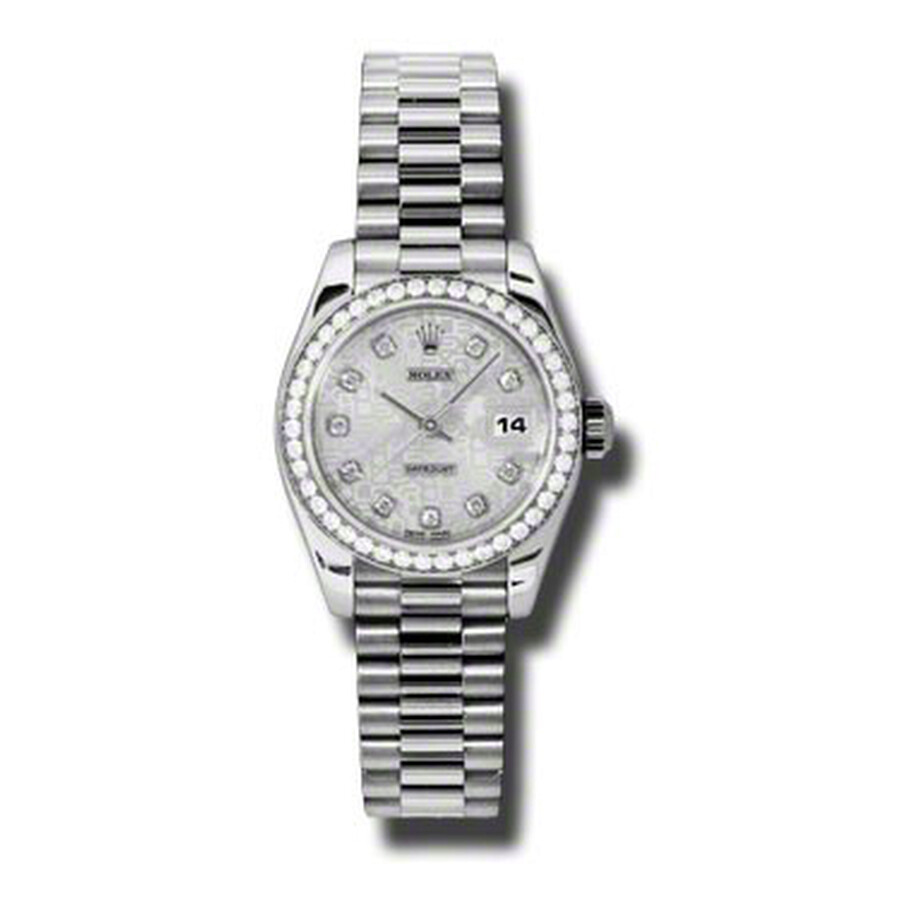 Rolex Lady-Datejust 26 Silver Dial Platinum President Automatic Ladies Watch 179136SJDP（Lifetime free warranty+90-days replacement service & Refund!.）