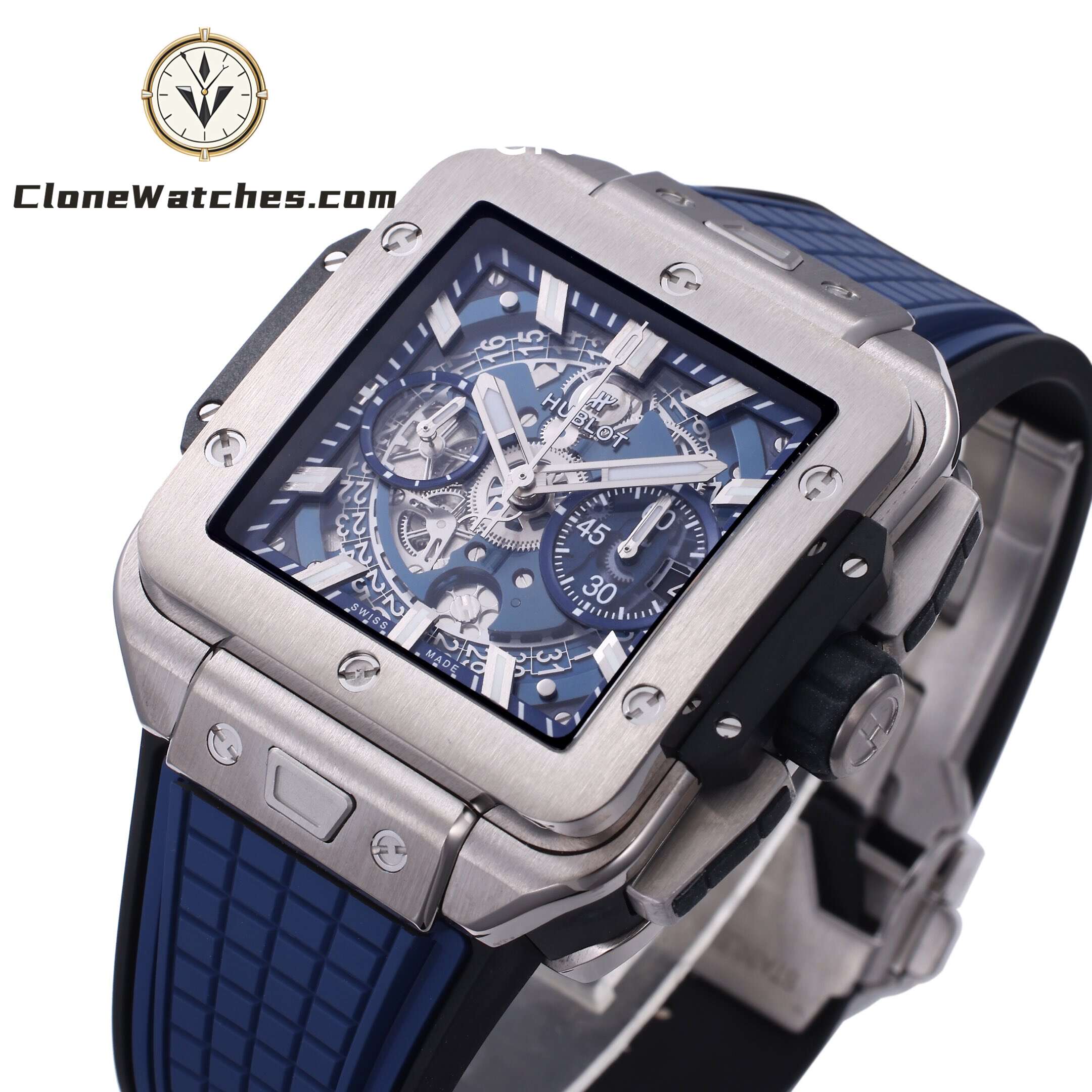 Hublot Super Clone Watches 1:1 Square Bang Unico Titanium Blue 42MM 821.NX.5170.RX