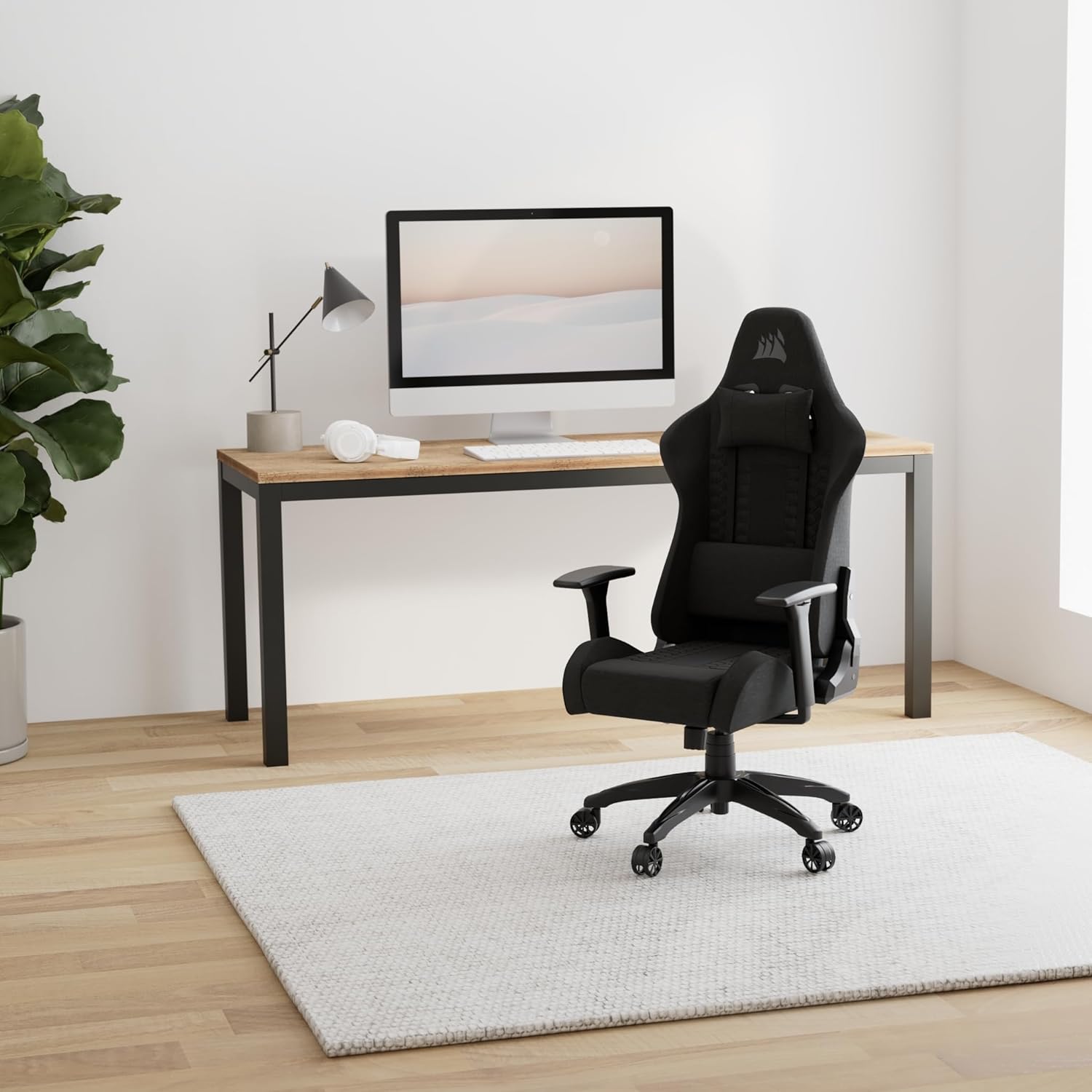 Fauteuil gaming TC100 Relaxed tissu coussin lombaire repose nuque mousse mémoire noir
