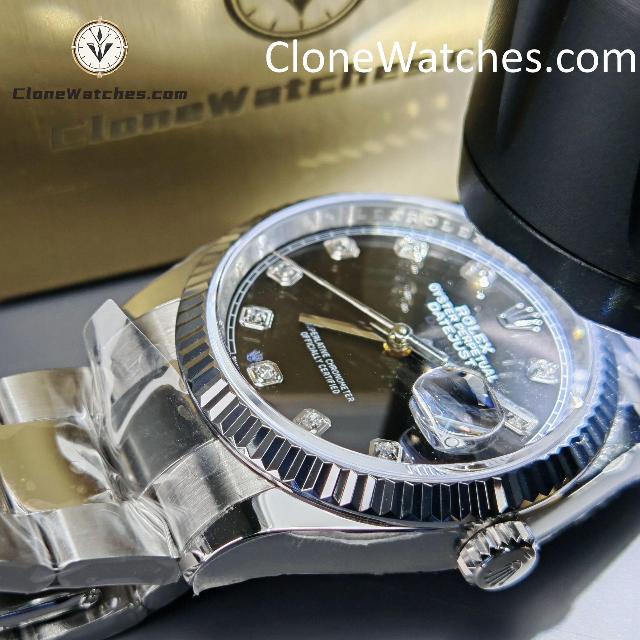 Rolex Super Clone Watches 1:1 DateJust Black Diamond Dial m126234-0028 Oyster 36MM 3235 Movement