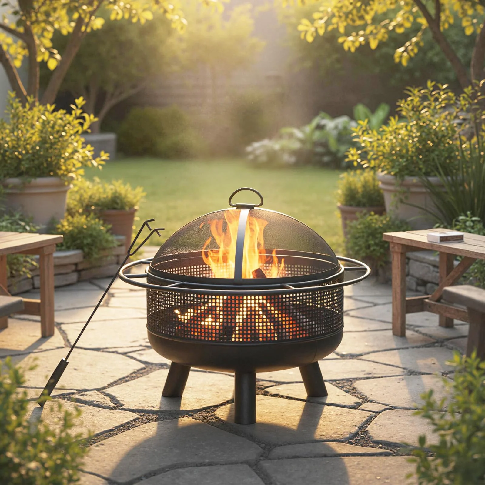 Tangkula Fire Pit for Outside Wood Burning