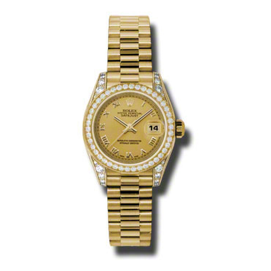 Rolex Lady-Datejust 26 Champagne Dial 18K Yellow Gold President Automatic Ladies Watch 179158CRP（Lifetime free warranty+90-days replacement service & Refund!.）