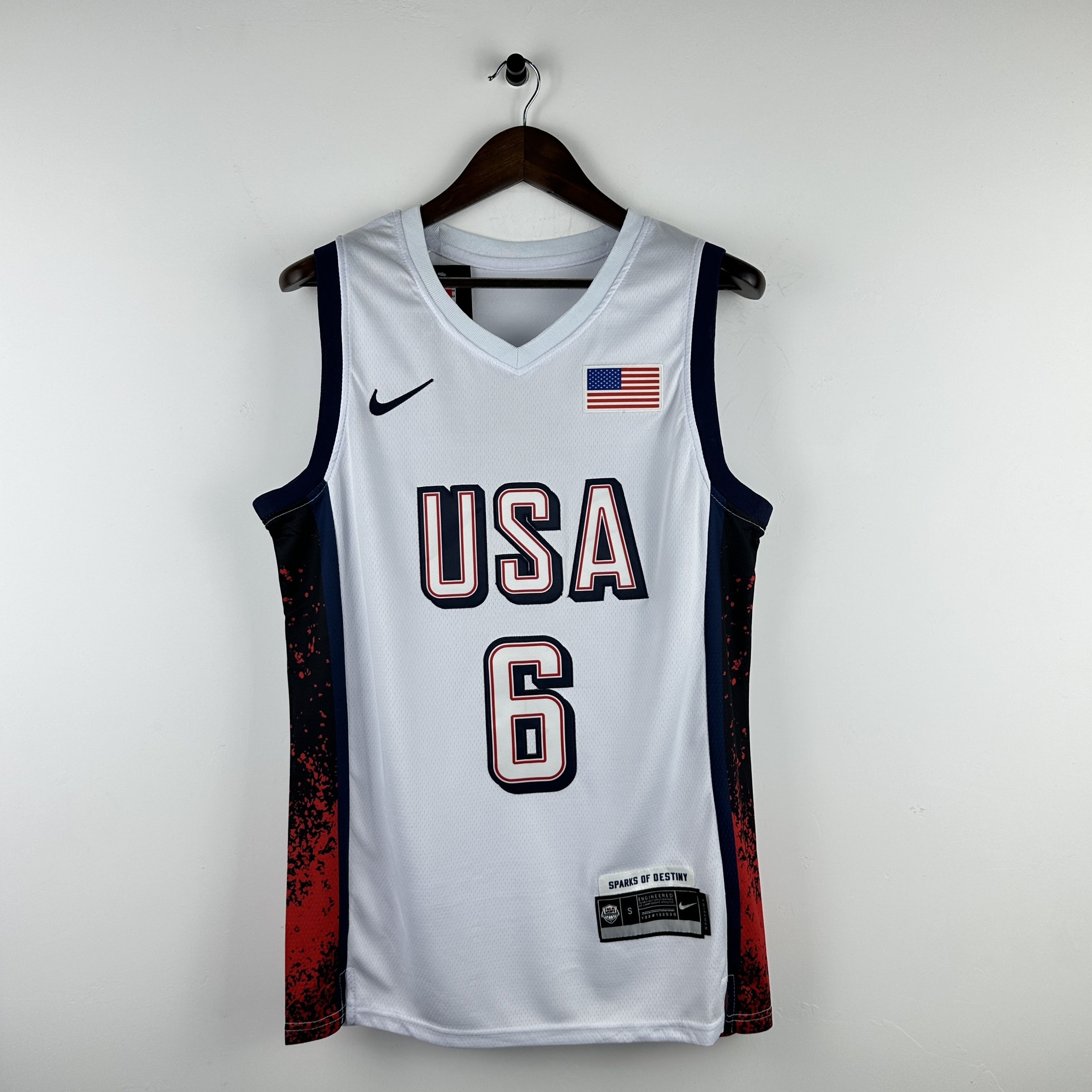 Embroidered 24th season US team white No. 6 James