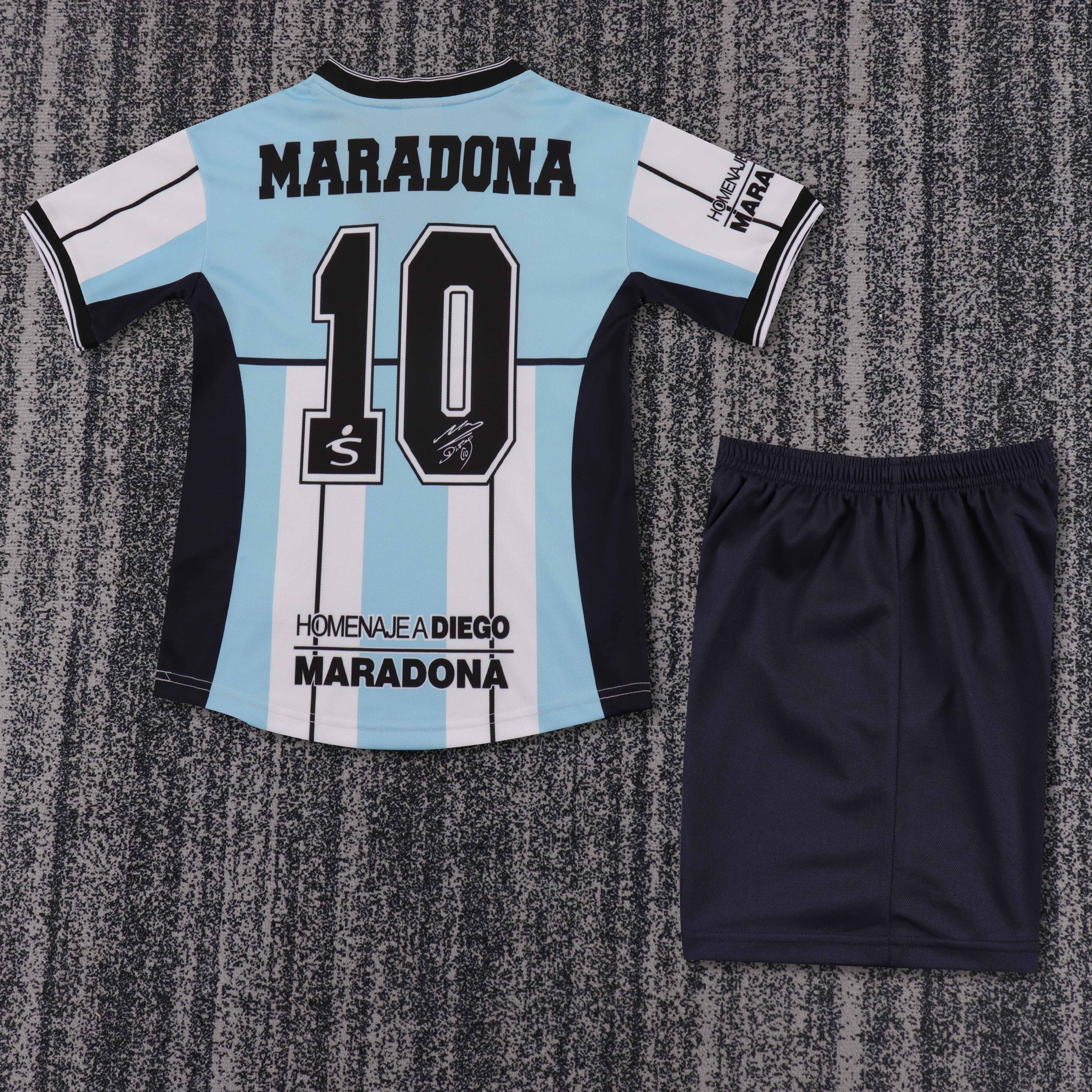 2001 Argentina Maradona #10 Commemorative Edition Retro Children's Jersey Set - Fans Edition