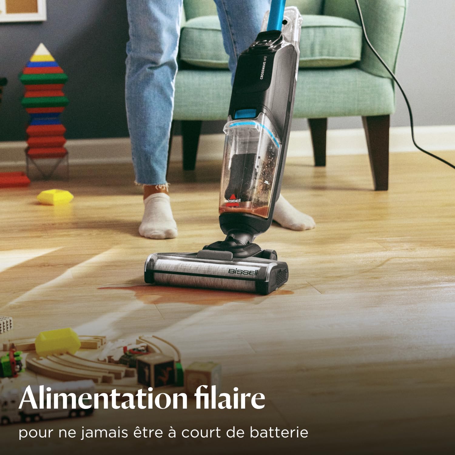 Aspirateur balai laveur filaire aspire et lave sols durs