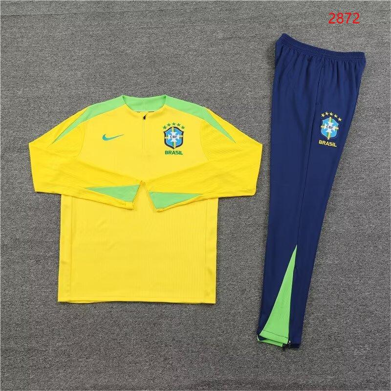 2024/25 Brazil yellow half zip training suit 1:1 Thailand quality
