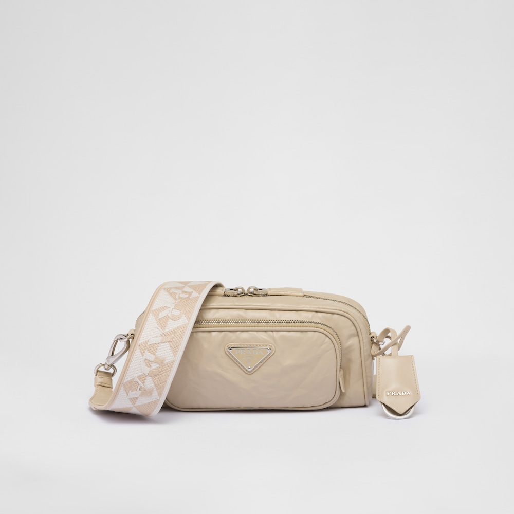 复制Prada Nappa antique leather multi-pocket shoulder bag - Desert Beige