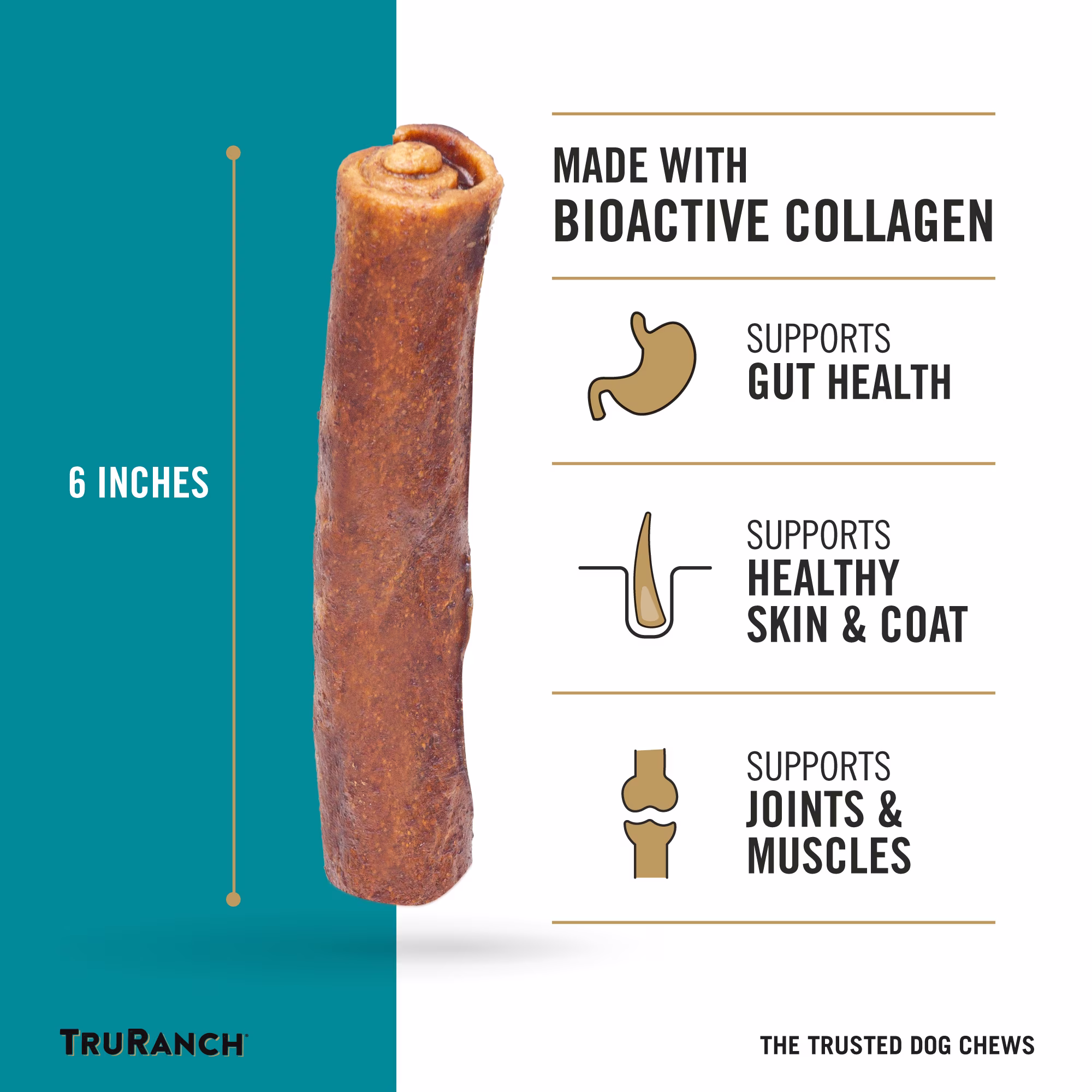 (2 pack) TruRanch All-Natural Rawhide Alternative Dog Treats, Medium Bully Roll, 1 Count