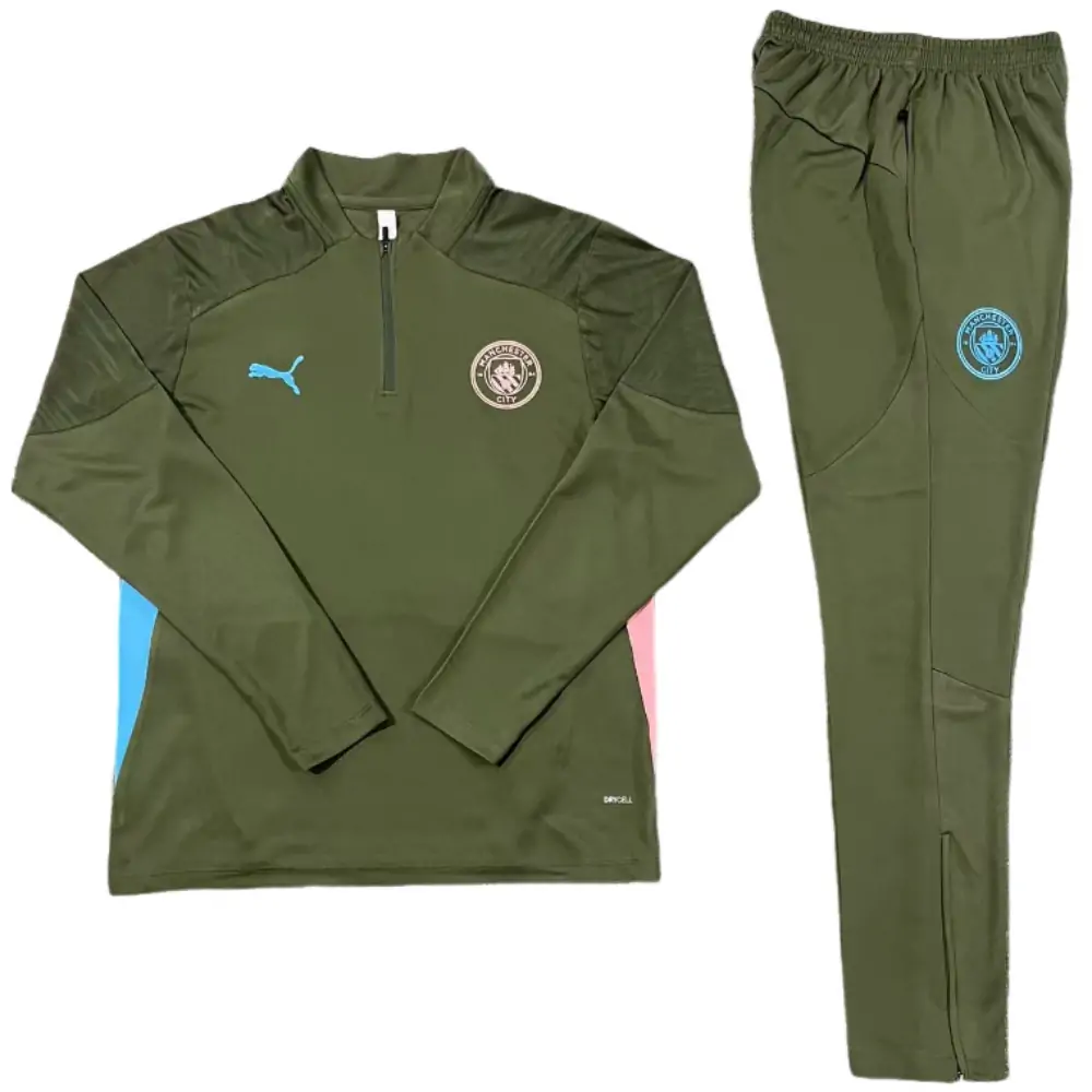 2024-25 New Season Manchester City Military Green Children's Training Jersey