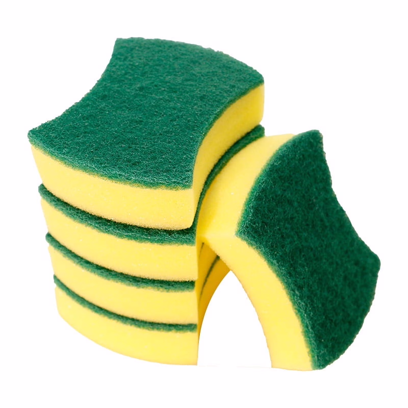 SUWU 5 Count, Double-Sided Scrubber Sponge for Kitchen Cleaning, Non-Scratch Sponges for Dishes, Efficient Scouring Pad for Pot, Pan, Household, Cookware