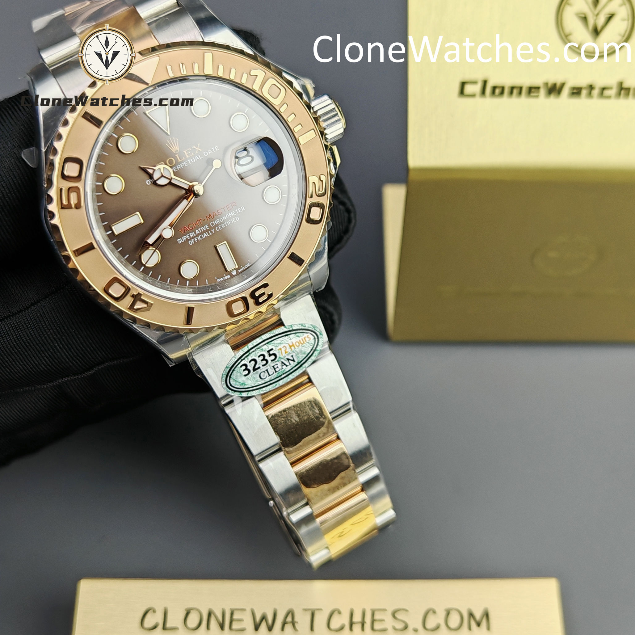 Rolex Super Clone Watches 1:1 Yacht Master Brown Dial Rose Gold M126621-0001 3235 Movement