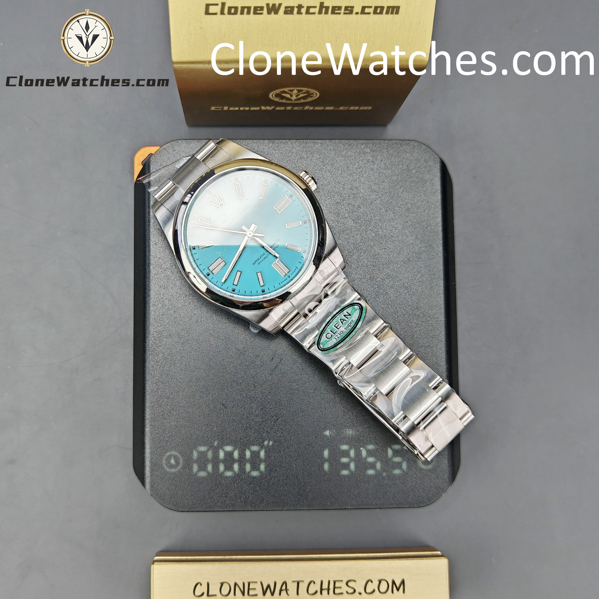 Rolex Super Clone Watches 1:1 Oyster Perpetual Turquoise Blue Dial 41mm m124300-0006 3230 Movement