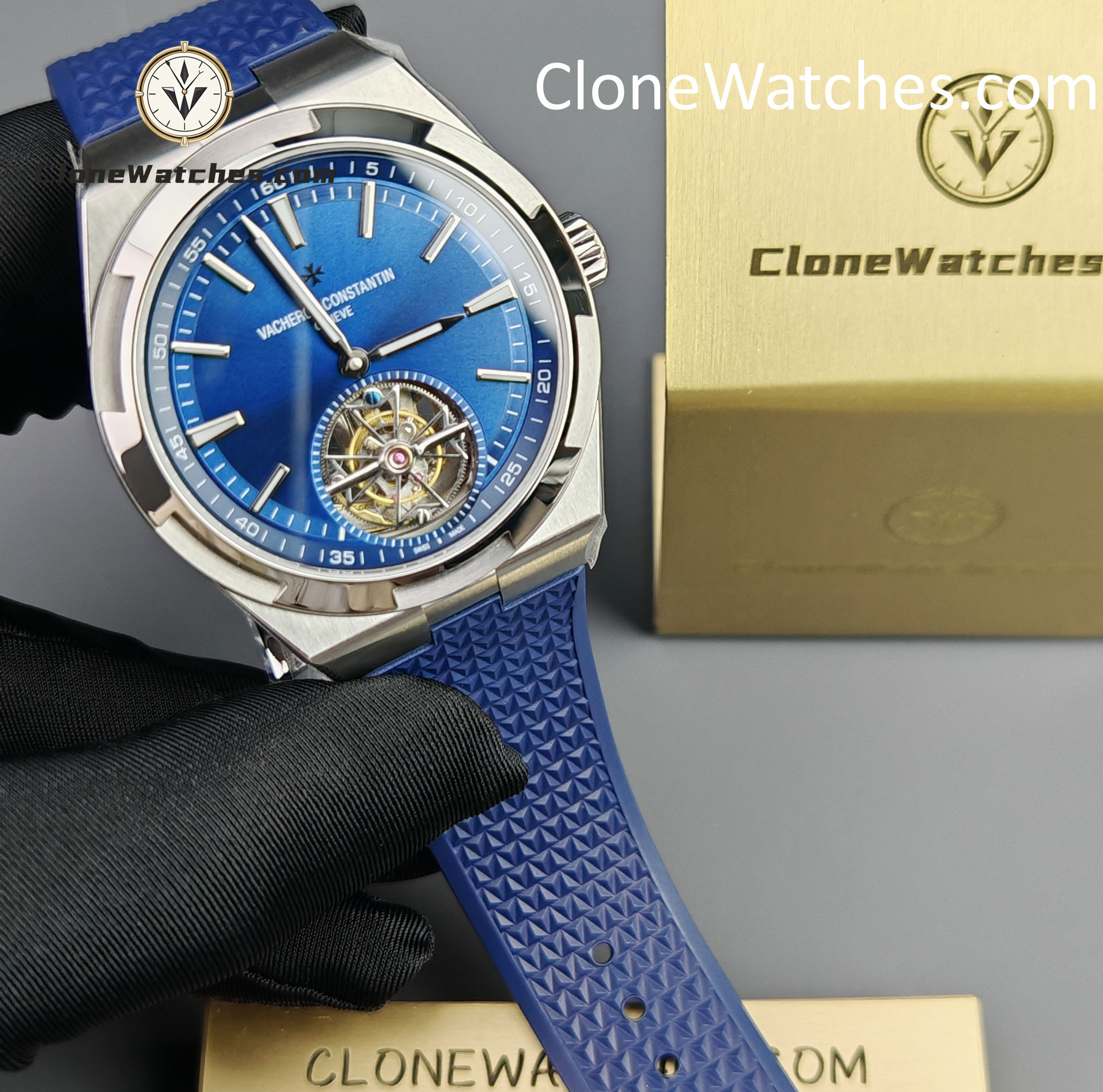 Vacheron Constantin Super Clone Watches 1:1 Overseas Tourbillon 6000V/110A-B544 42.5MM Rubber Strap