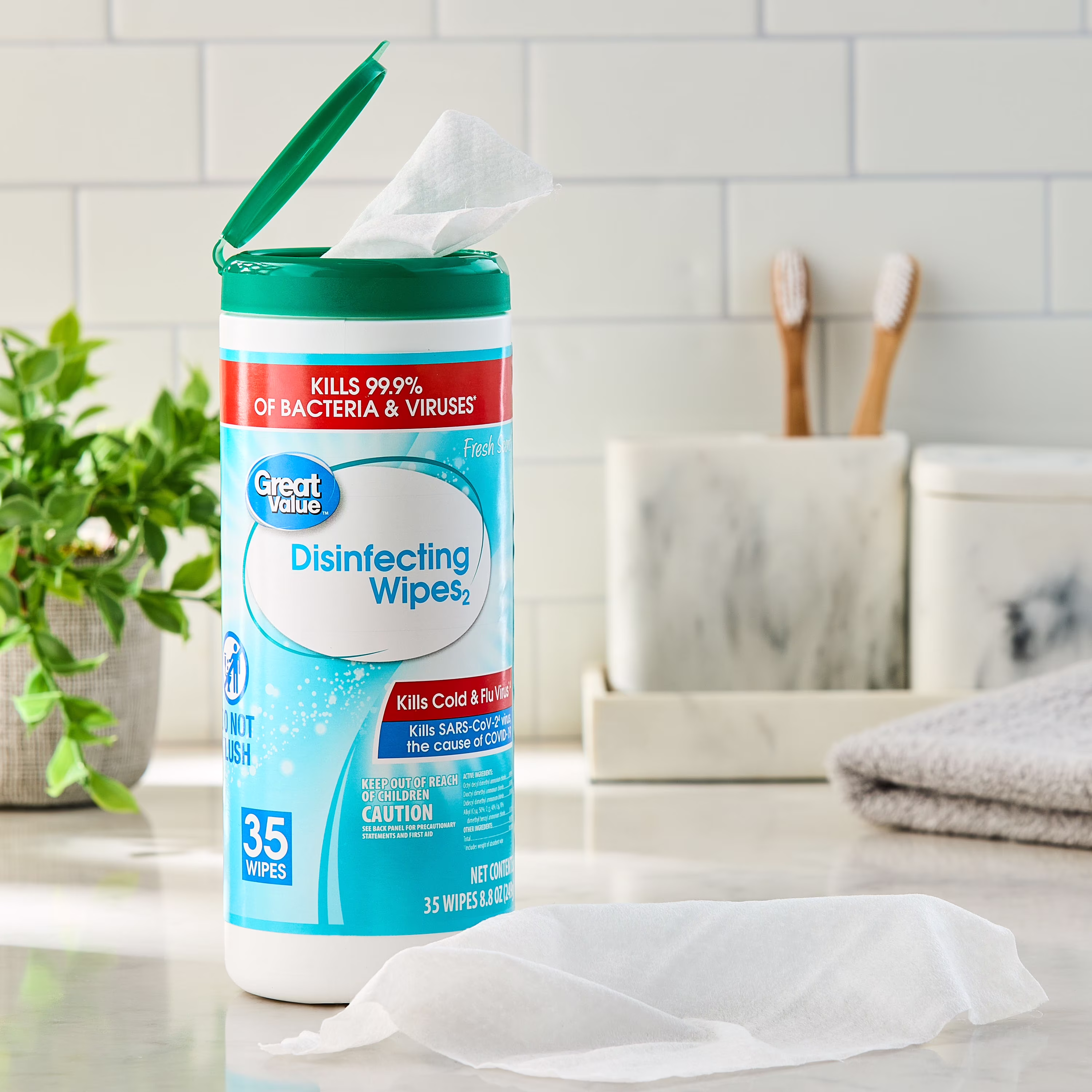 Great Value Fresh Scent Disinfecting Wipes, 35 Count