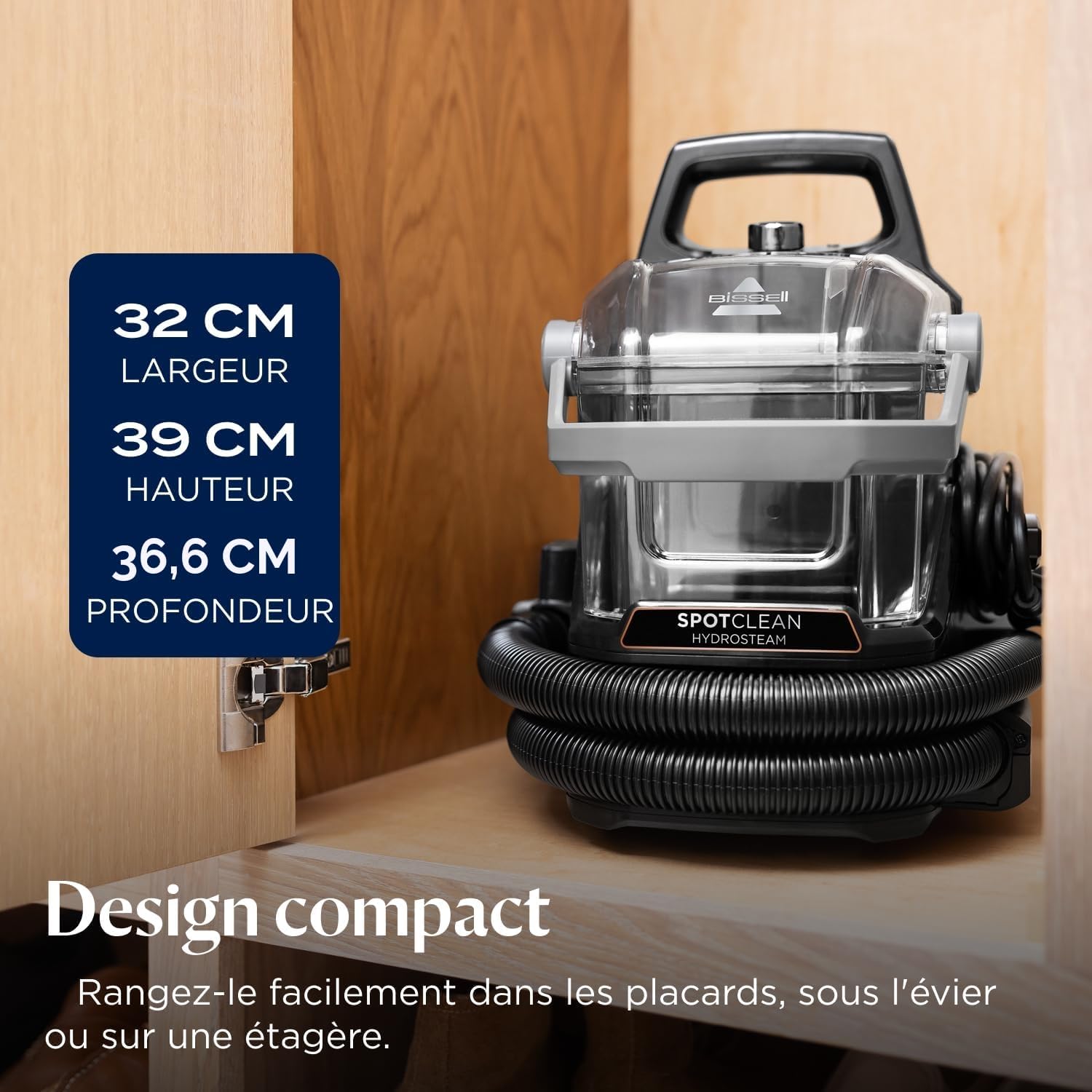 Shampouineuse canapé 1000 W technologie HydroSteam pour tapis tissus voiture