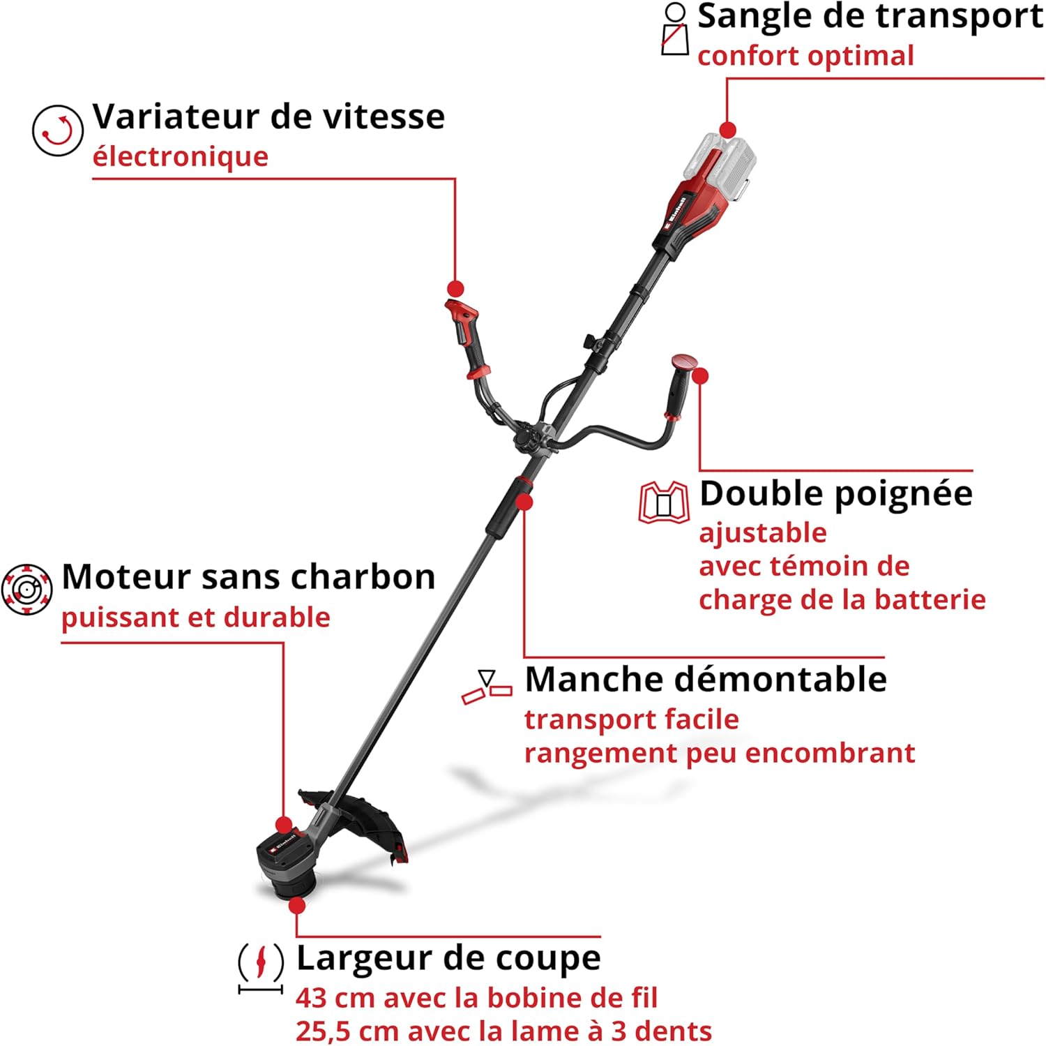 Débroussailleuse sans fil GP-BC 36/430 Li 36V moteur sans charbon coupe 43 cm bobine double fil lame 3 dents