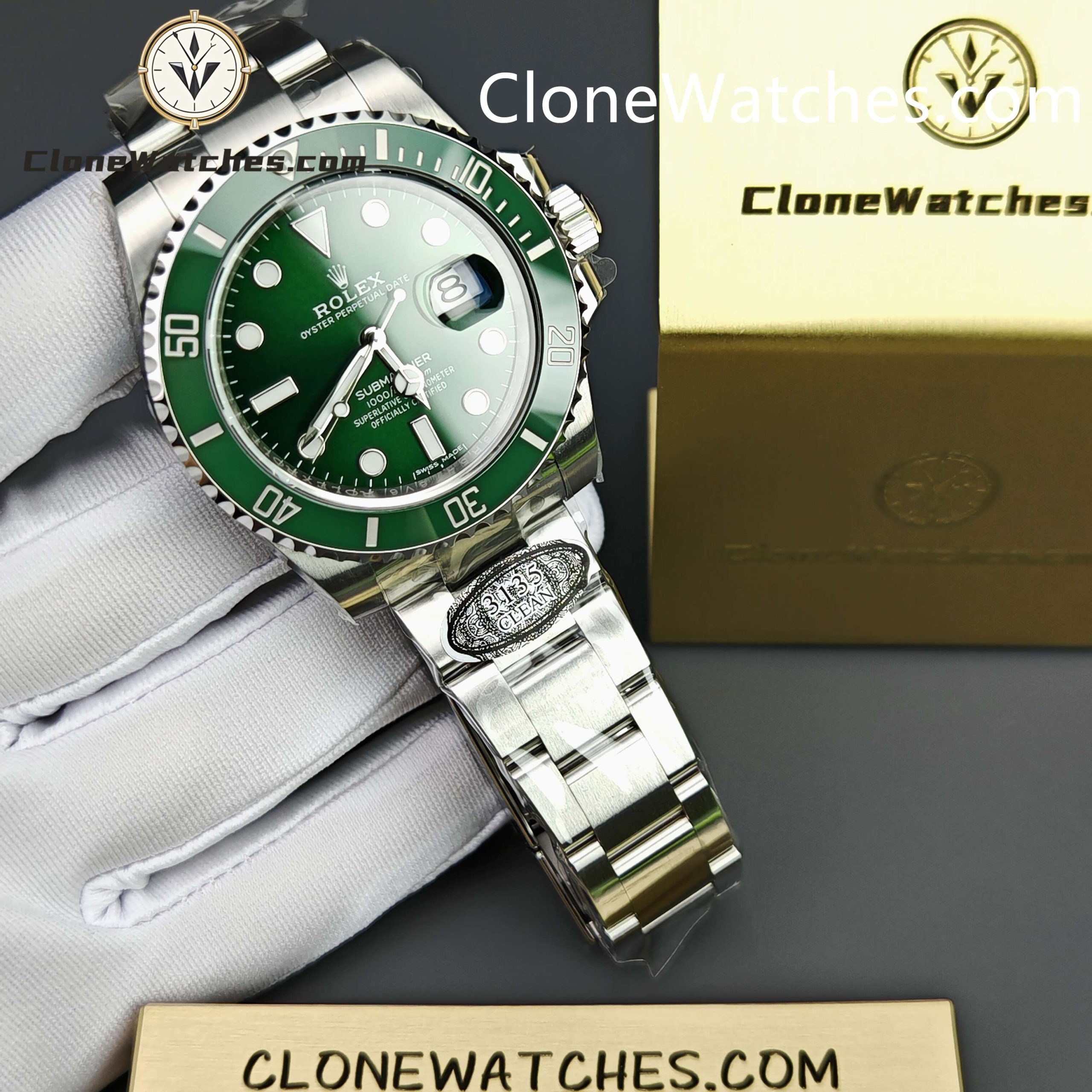 Rolex Super Clone Watches 1:1 Hulk Submariner 116610LV 3135 Movement