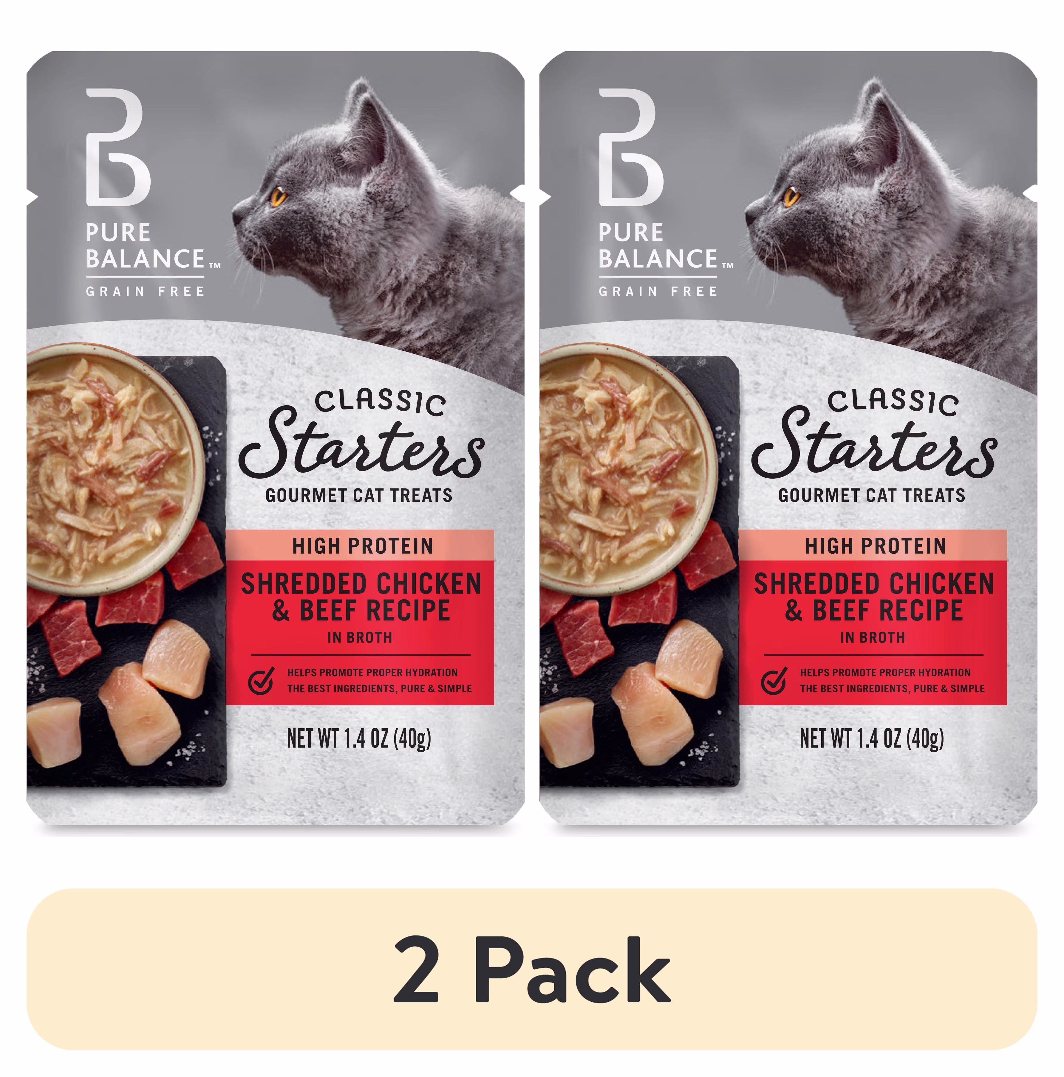 Pure Balance Classic Starters Shredded Chicken and Beef Recipe in Broth, 1.4 oz