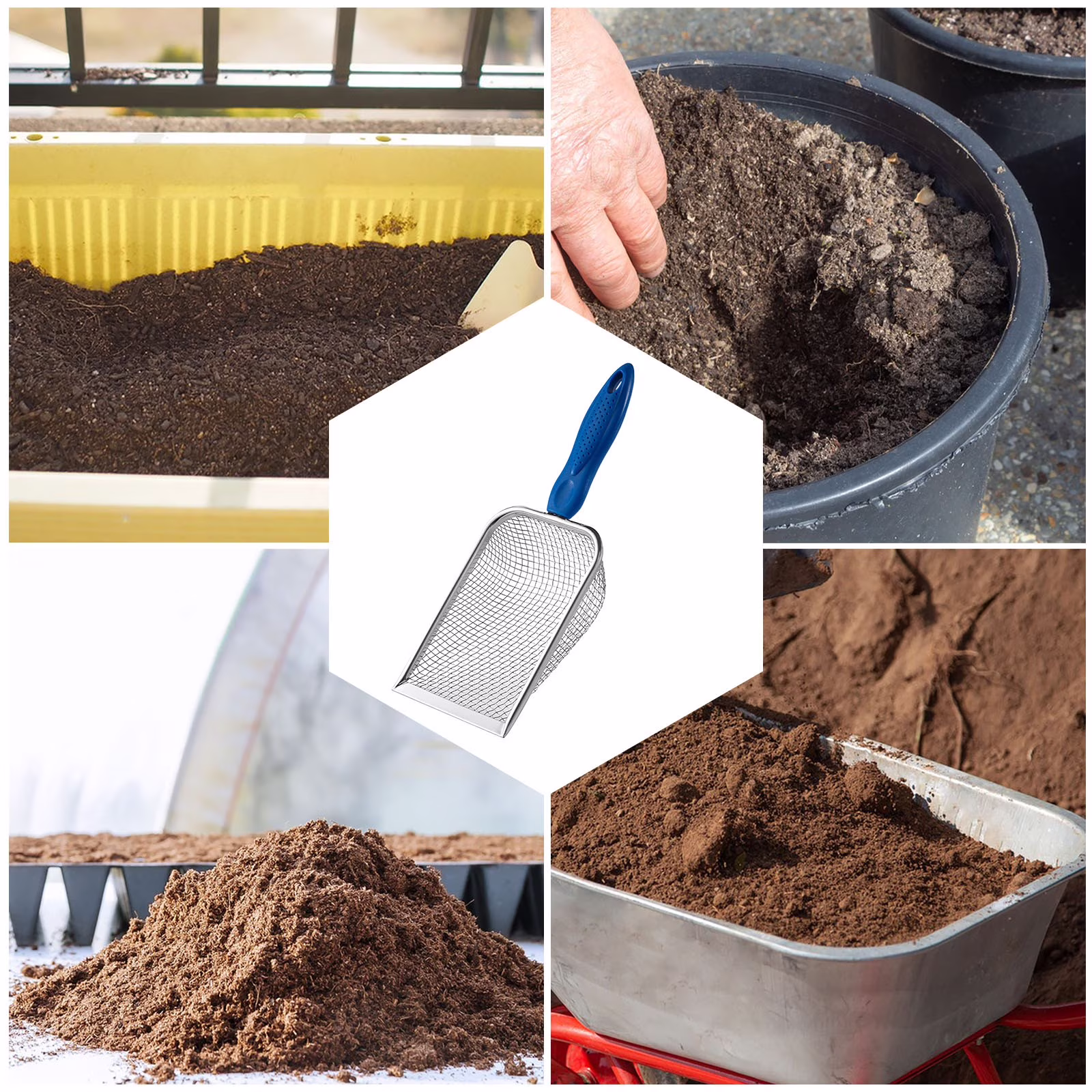 VQPeo Beach Mesh Shovel, Sand Sifter Shell Collecting Tools Sand Scooper for Picking Up Shells, Cat Litter Scoop
