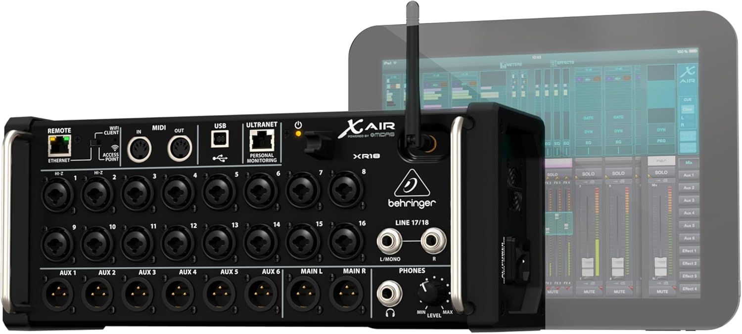 Mélangeur numérique 18 canaux 12 bus préamplis programmables WiFi intégré
