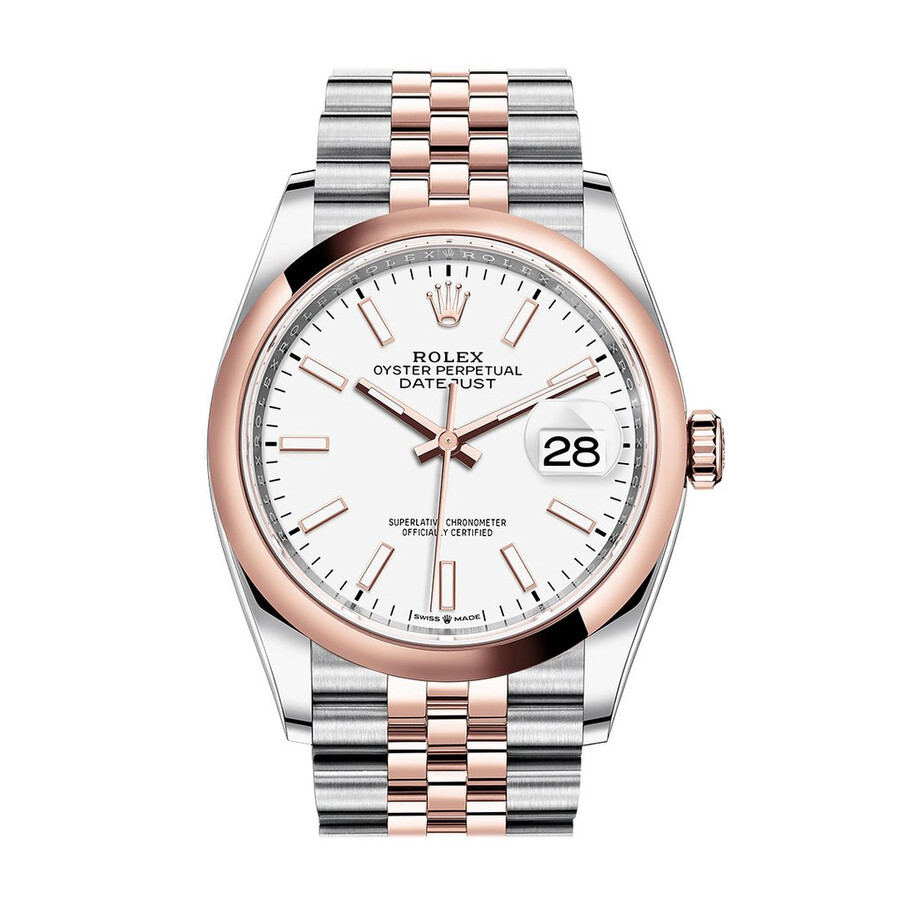 Rolex Datejust 36 White Dial Men s Steel and 18k Everose Gold Jubilee Watch 126201WSJ（Lifetime free warranty+90-days replacement service & Refund!.）