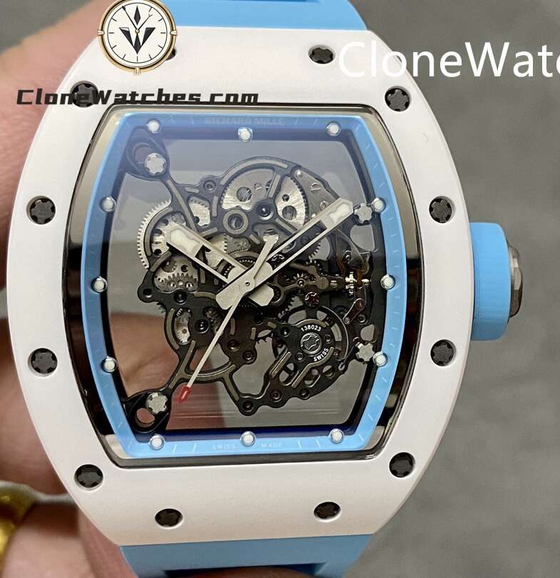 Richard Mille Super Clone Watches 1:1 RM 055 Ceramics Tourbillon Blue Strap