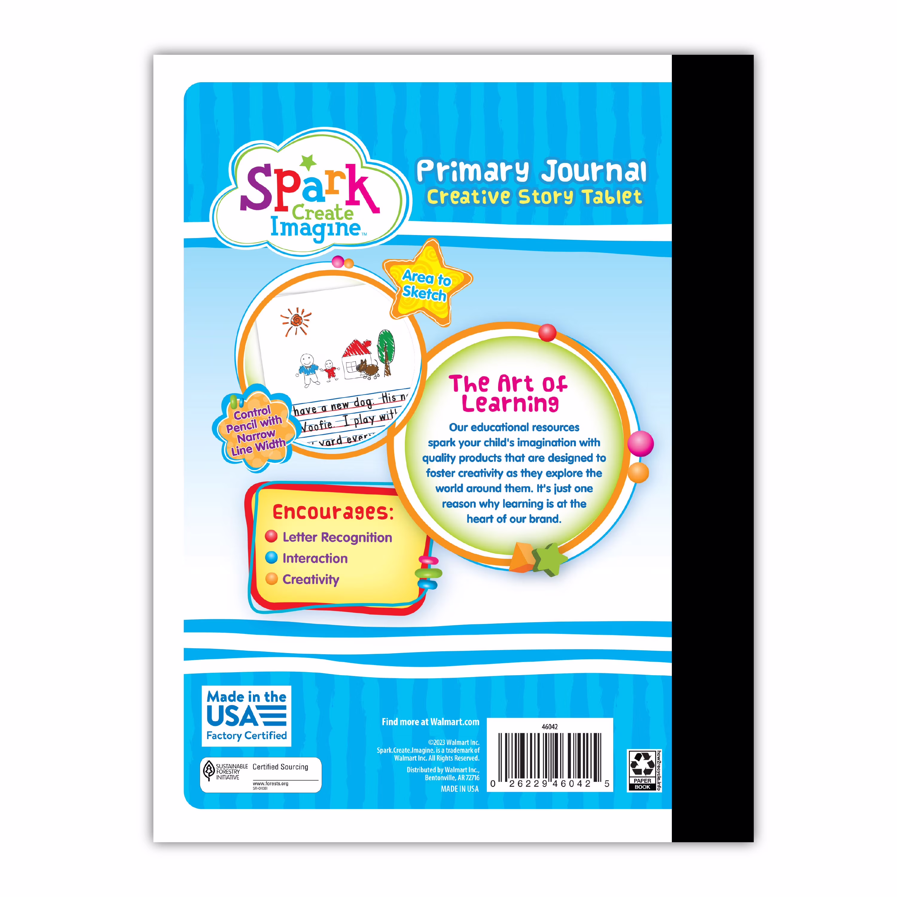 Spark Create Imagine Primary Journal, 100 Sheets, 9.75 in x 7.5 in, Half-Page Rule