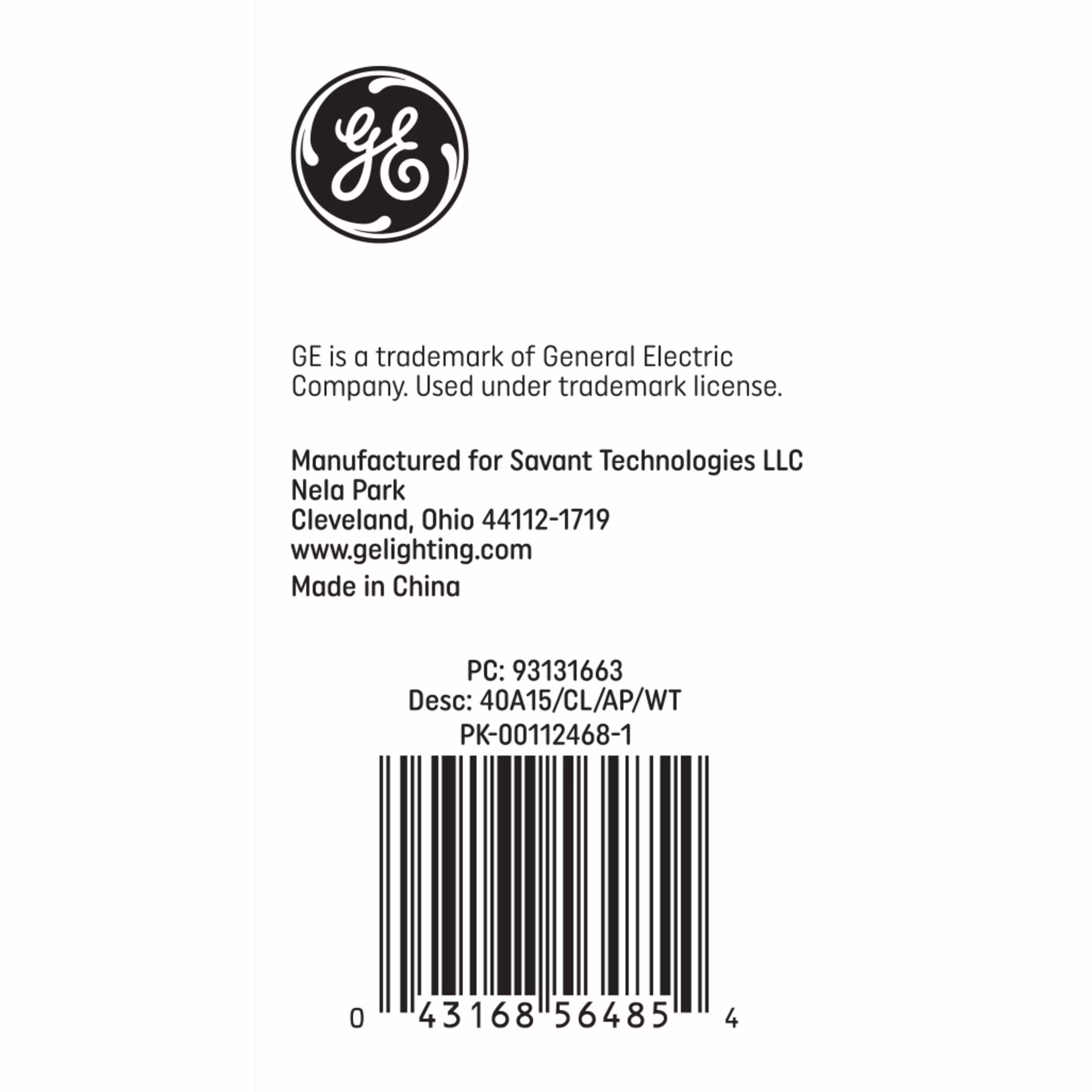 GE Incandescent Light Bulb, 40 Watt, Soft White, A15 Appliance Bulb, Medium Base, Clear Finish