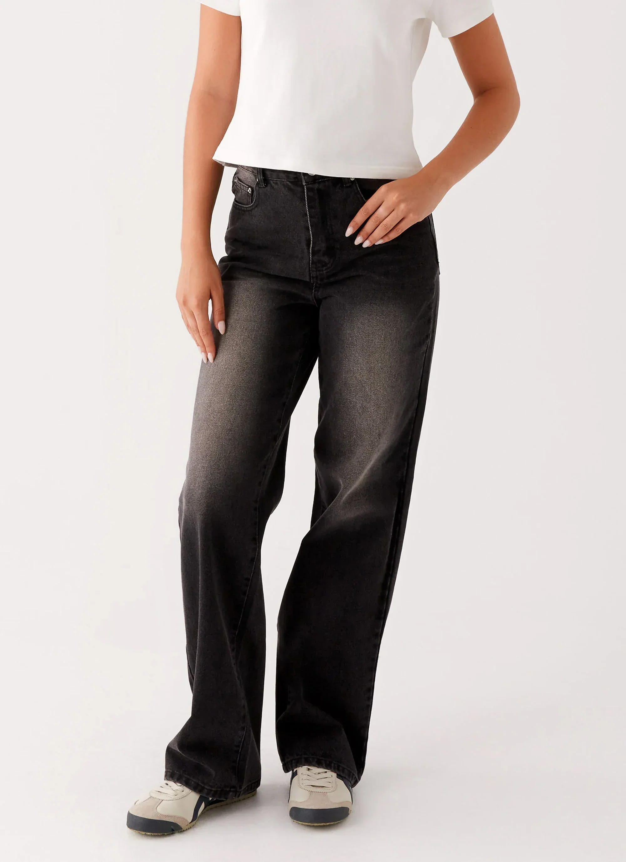 Back Again Straight Leg Denim Jeans - Charcoal Wash