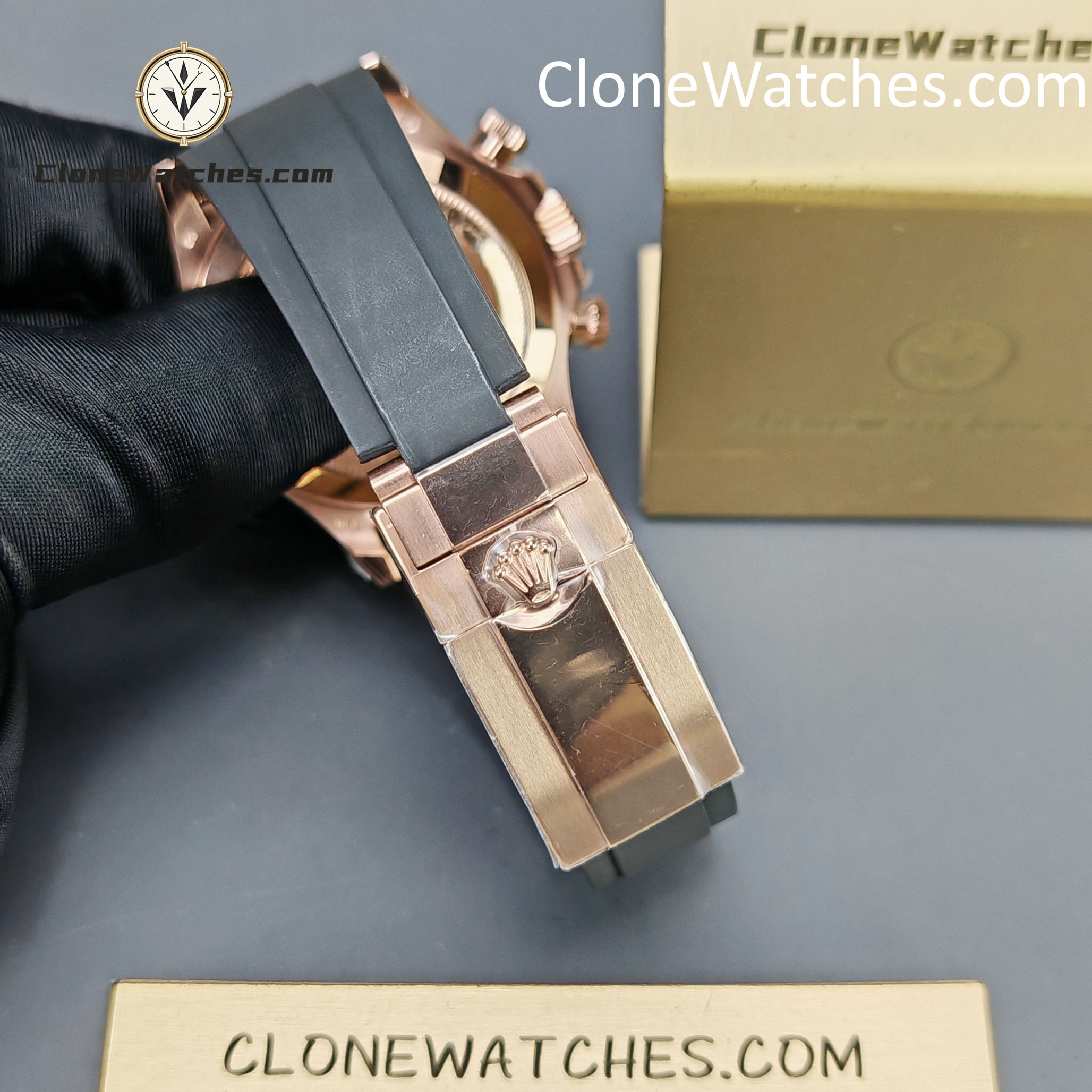 Rolex Super Clone Watches 1:1 Daytona 18K Rose Gold Black Dial M116515LN-0012 4130 Movement