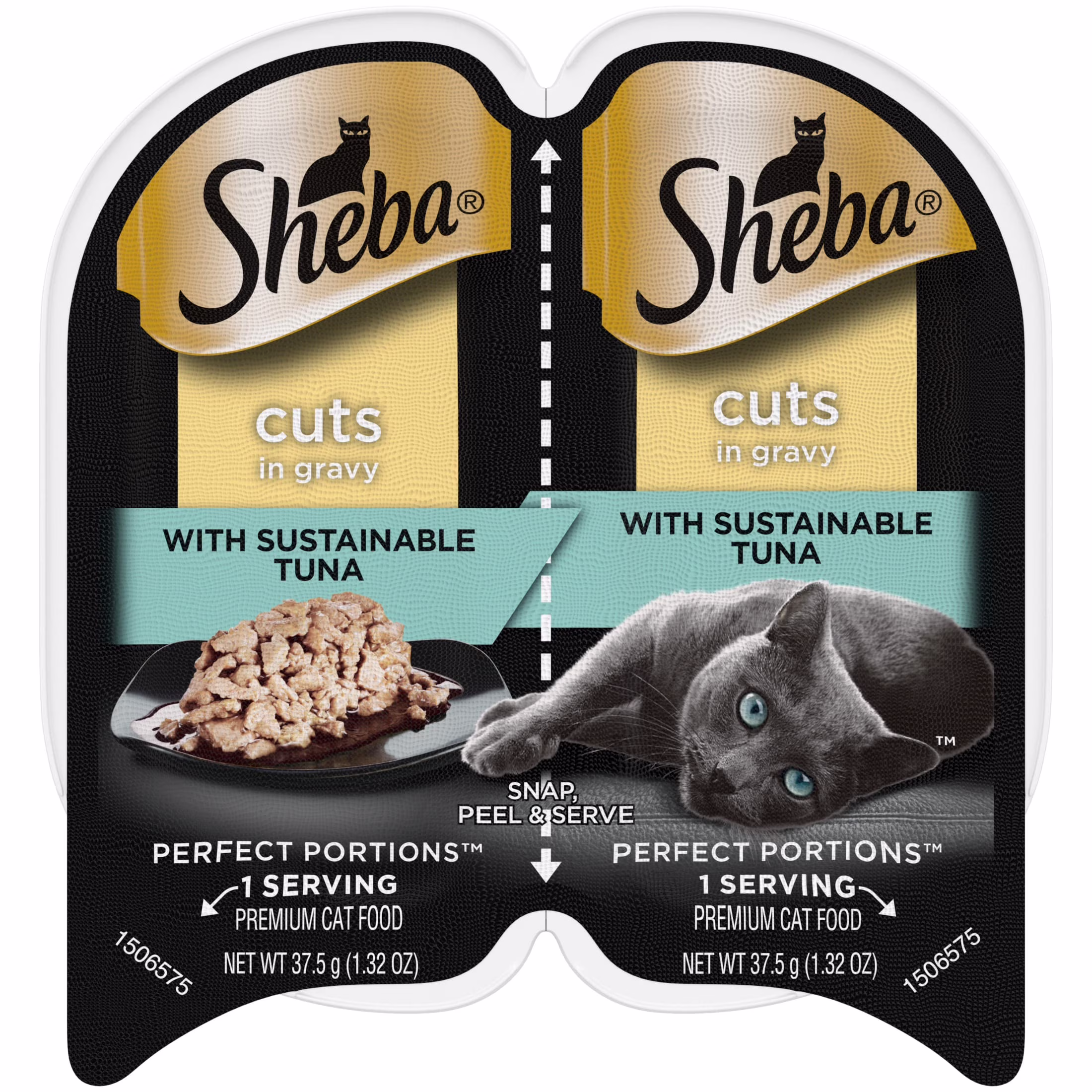 Sheba Perfect Portions Twin-Pack Tray Wet Cat Food Cuts in Gravy with Sustainable Tuna 2.6 oz