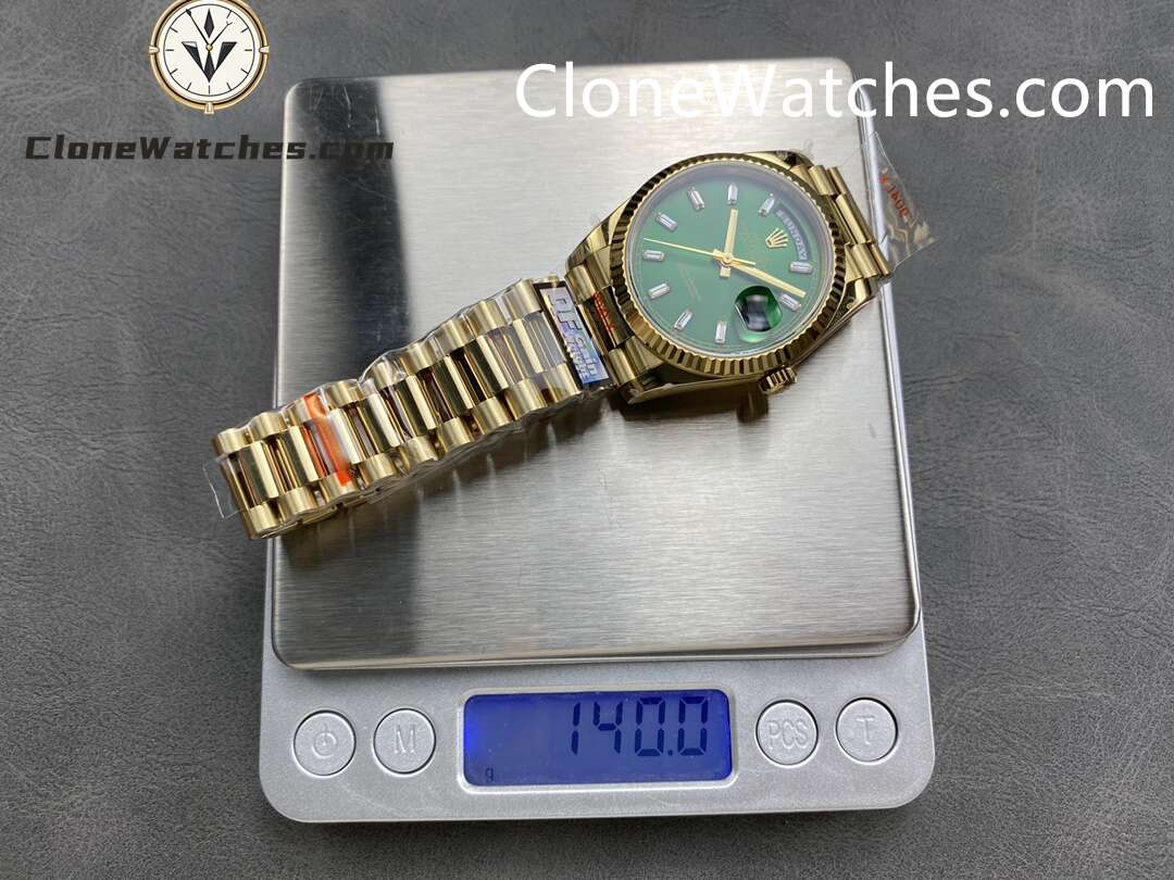 Rolex Super Clone Watches 1:1 Day Date 18K Gold Bright Green Dial 36mm m128238-0130 3255 Movement