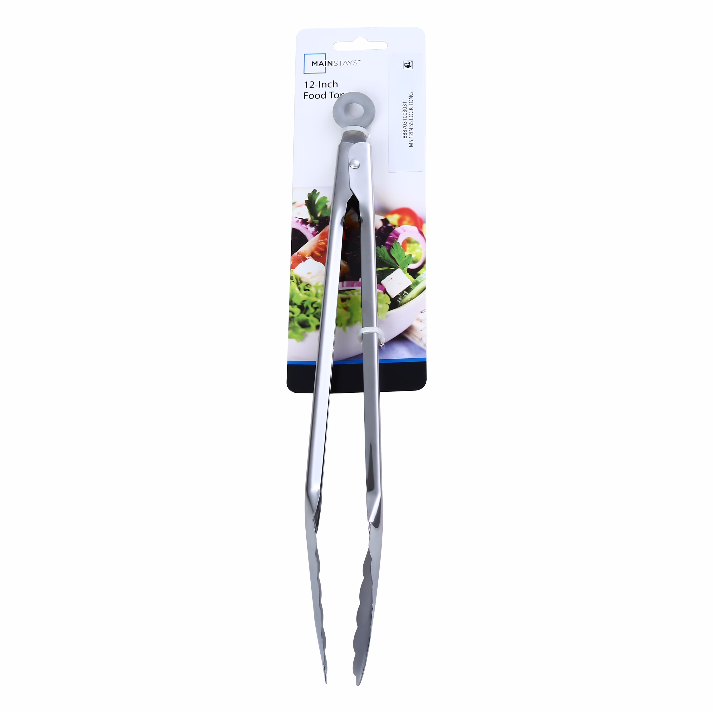 Mainstays 12 Inch Stainless Steel Locking Cooking Tongs with Lock Function - Silver
