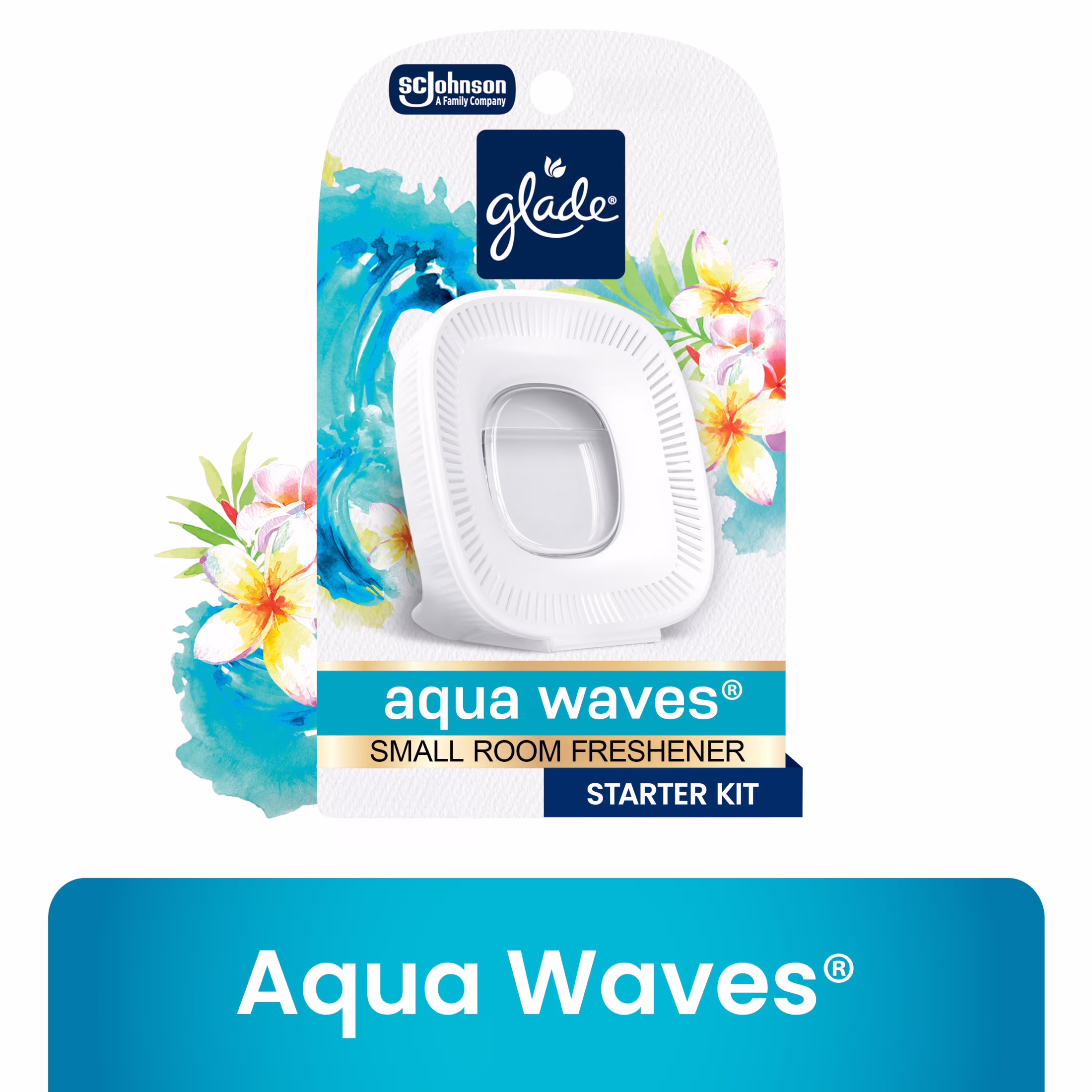 Glade® Small Room Freshener Starter Kit, Aqua Waves, 1 Device + 1 Refill, 0.25 fl oz