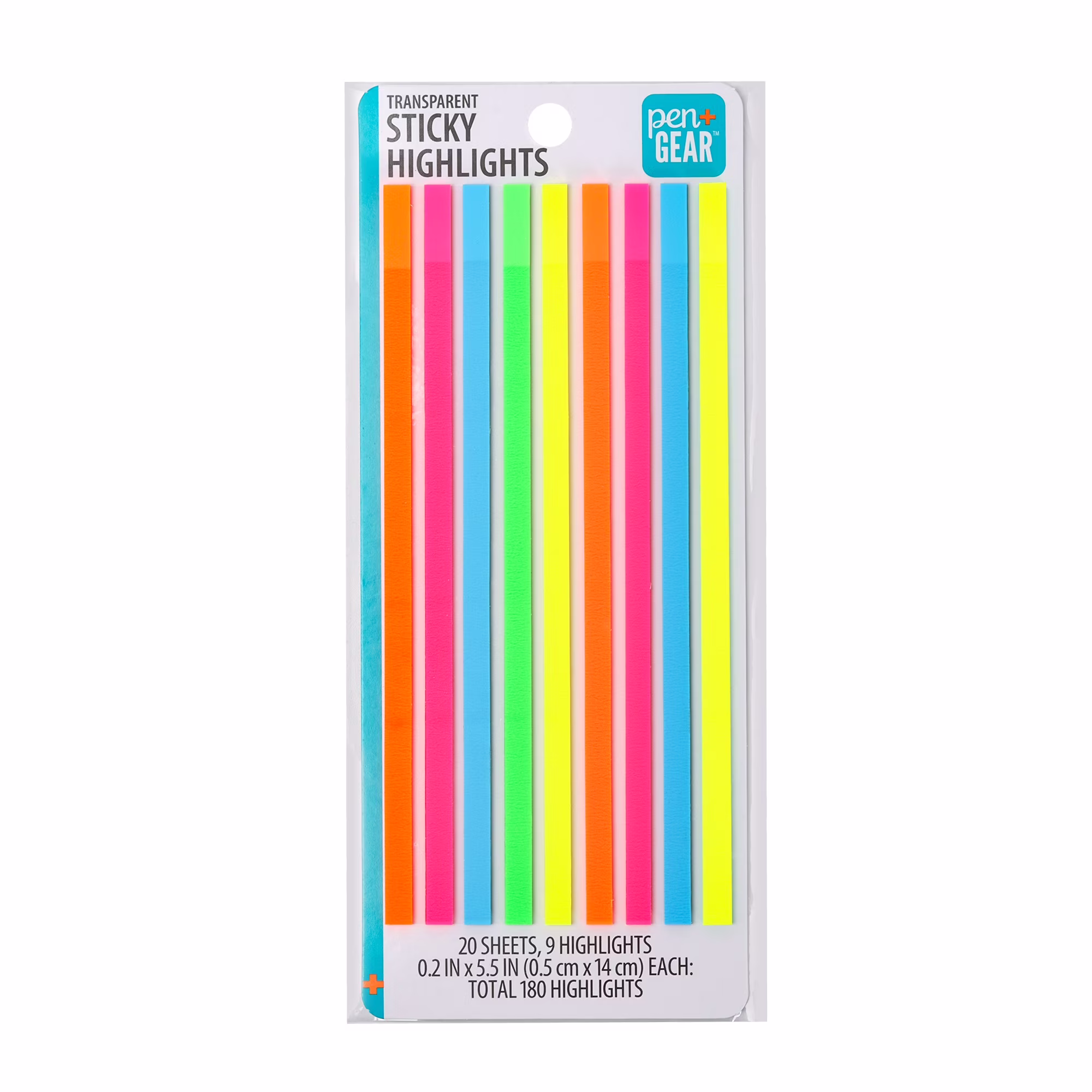 (3 pack) Pen+Gear Sticky Highlights, Transparent, Assorted Colors 0.2 x 5.5 inch, 9 Pads