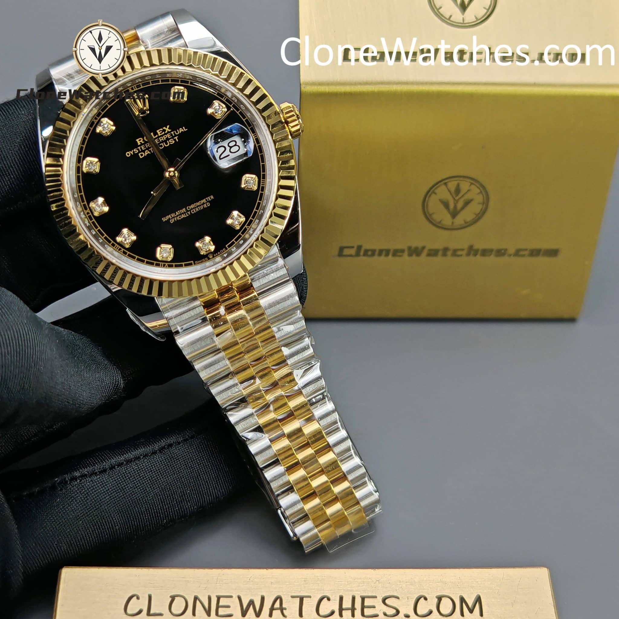 Rolex super replica watch 1:1 DateJust Black Diamond Dial m126333-0006 Jubilee 41MM 3235 movement