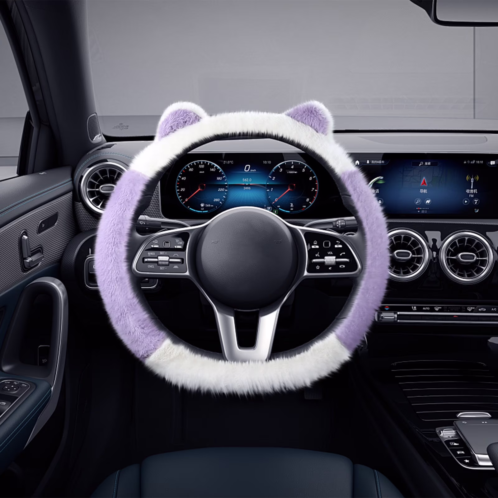 100Fens Car Steering Wheel Cover Plush Warm Winter Steering Wheel Cover Supplies Without Inner Ring Elastic Models