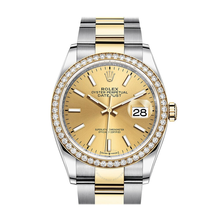 Rolex Datejust 36 Champagne Dial Men s Steel and 18kt Yellow Gold Oyster Watch 126283CSO（Lifetime free warranty+90-days replacement service & Refund!.）