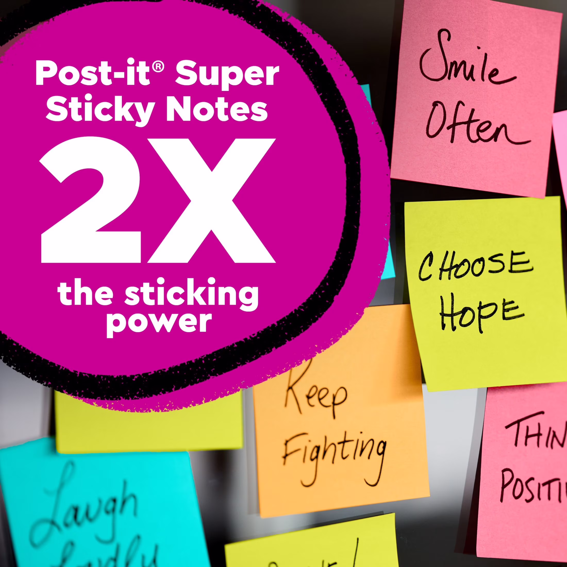 (2 pack) Post-it Super Sticky Notes, 3 in x 3 in, Aqua Blue, 1 Pad